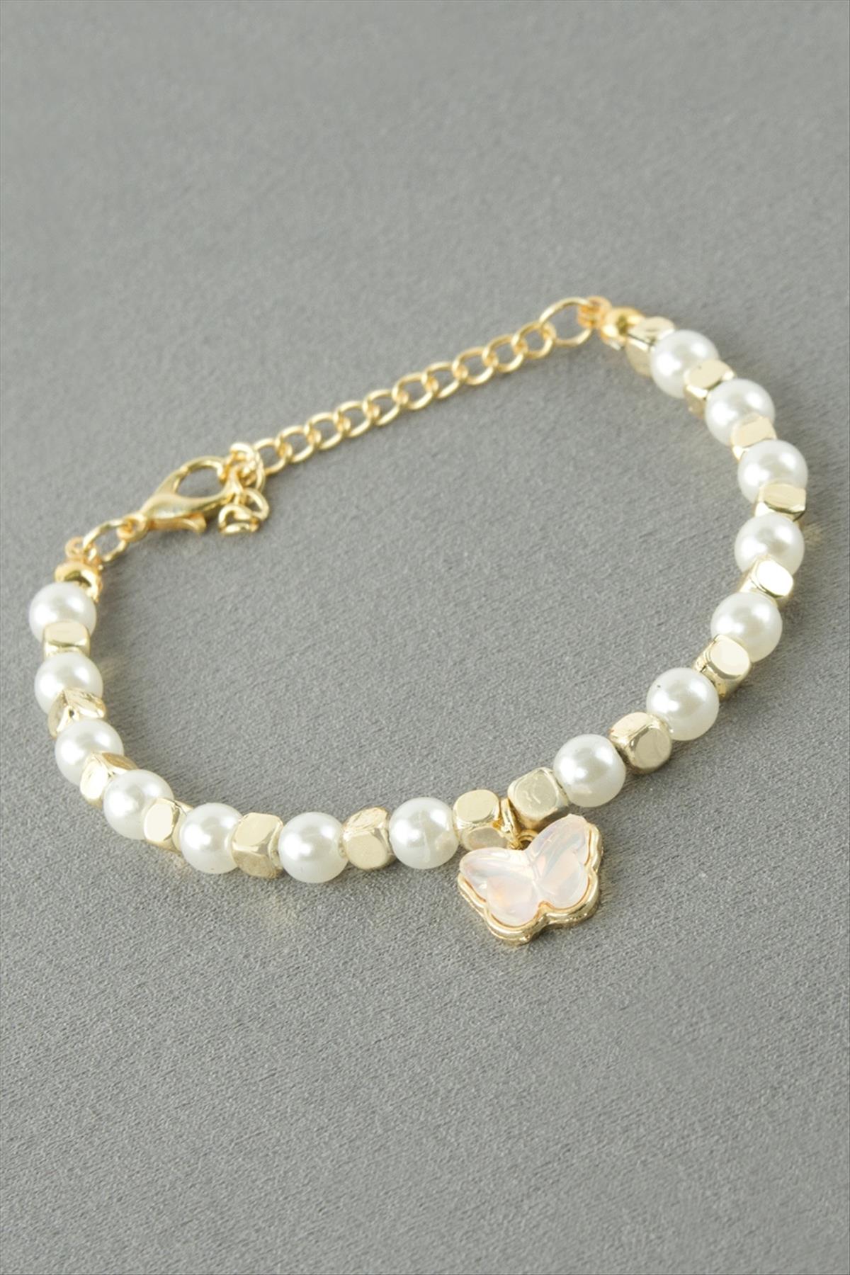 Kelebek Cam İnci Boncuk Bileklik