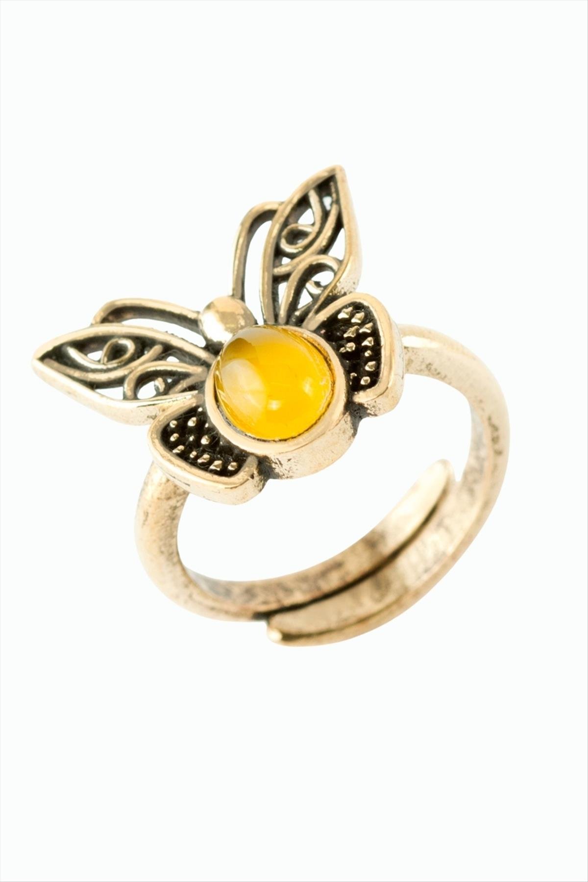 Kelebek Doğaltaşlı Otantik Yüzük