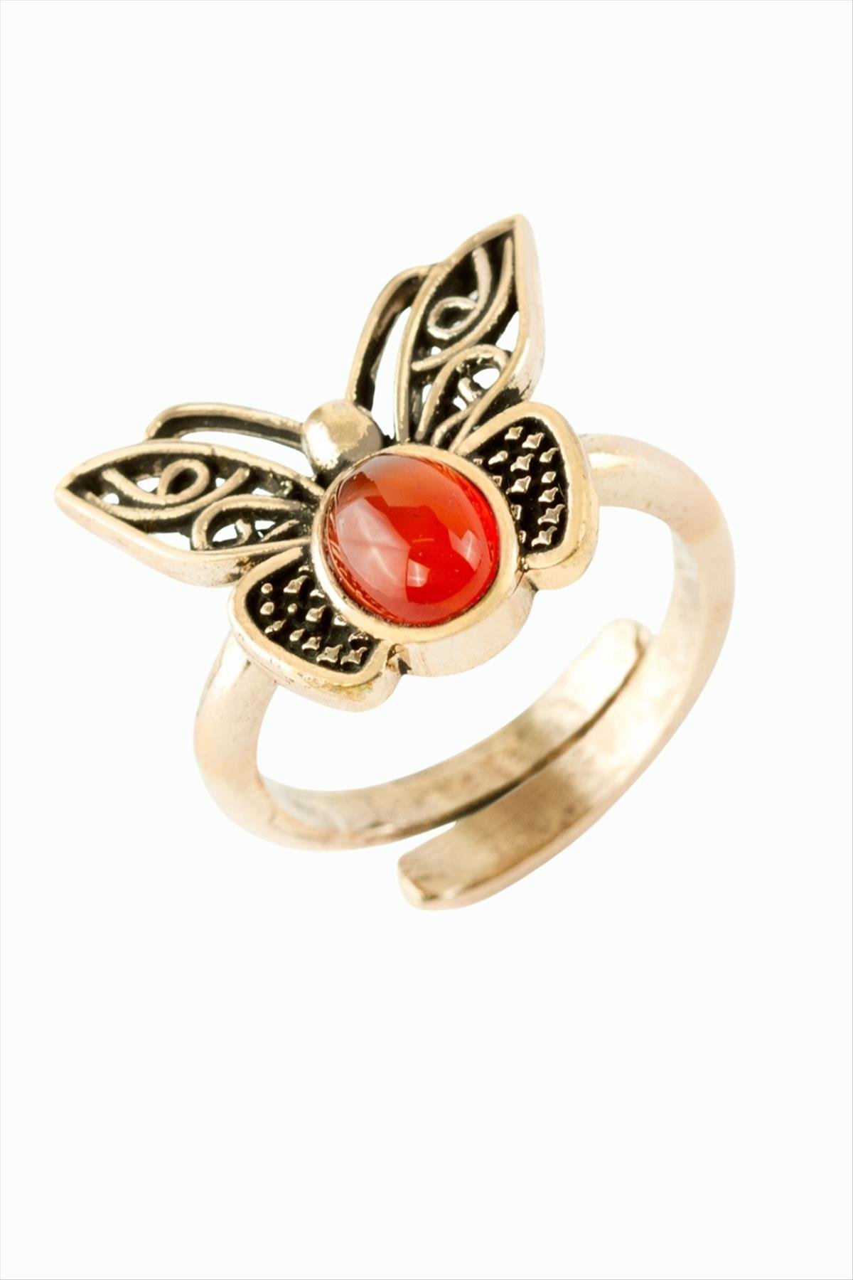 Kelebek Doğaltaşlı Otantik Yüzük