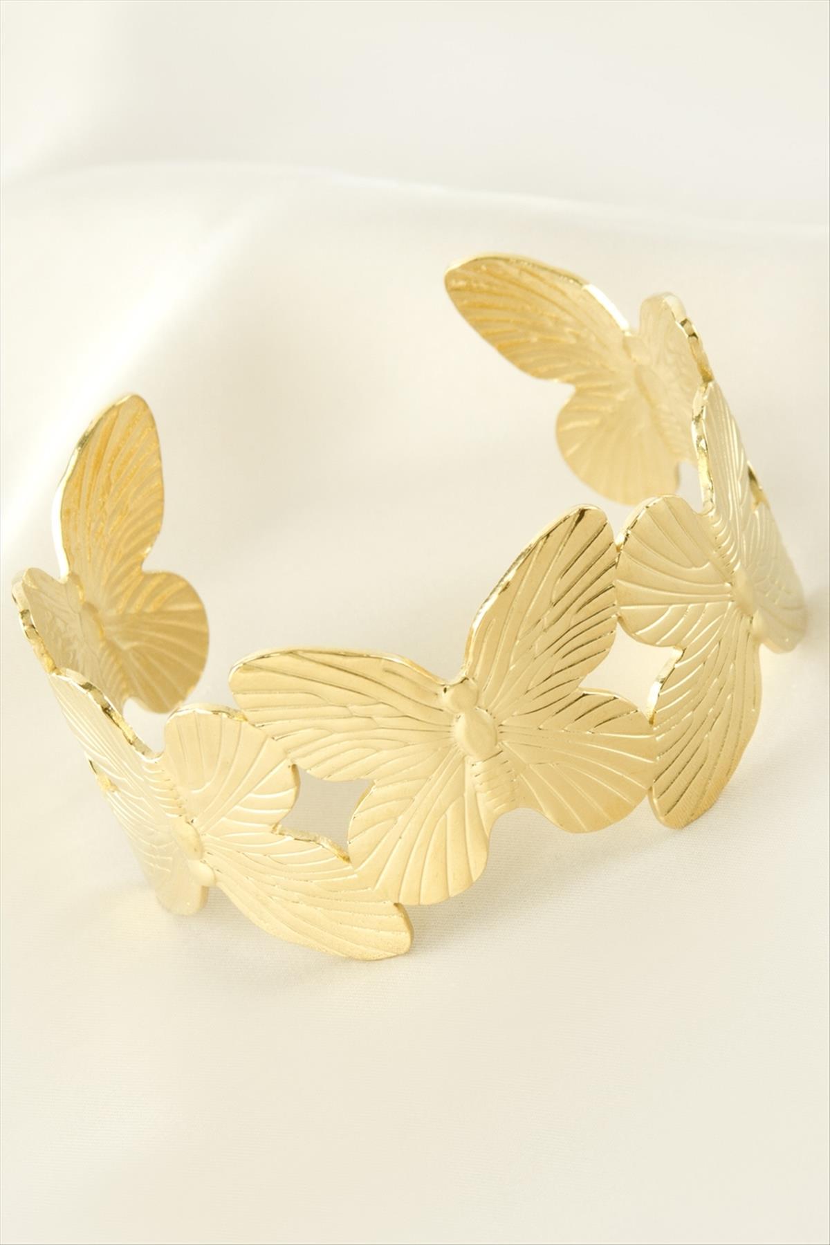 Kelebek Lüks Çelik Kelepçe Bileklik