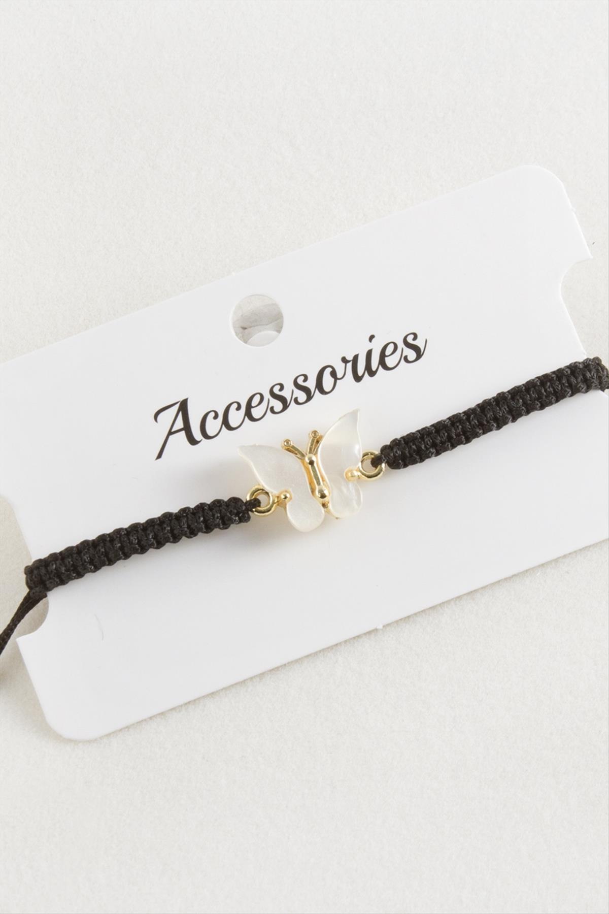 Kelebek Polyester Makrome Örgülü Bileklik