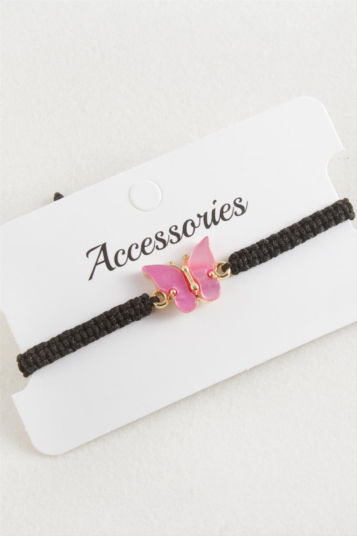 Kelebek Polyester Makrome Örgülü Bileklik