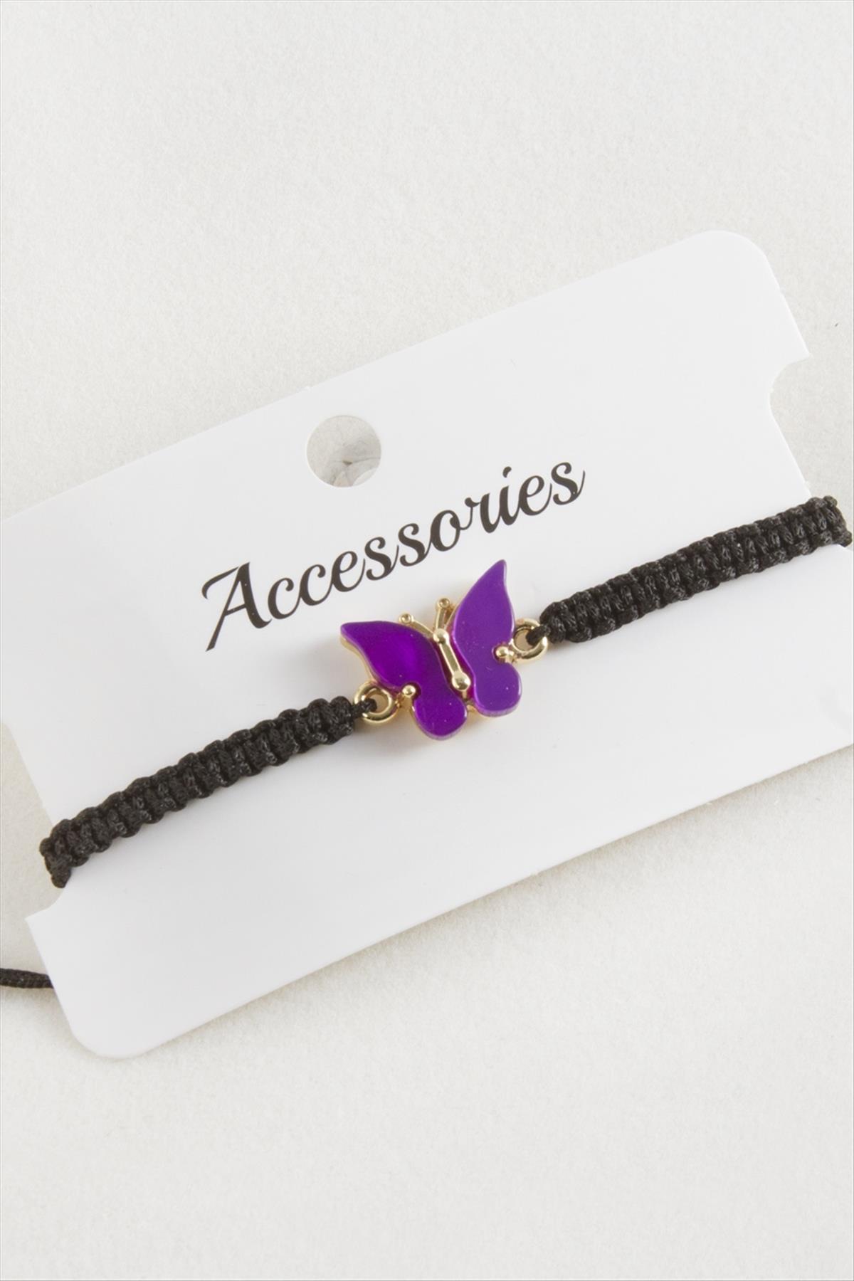 Kelebek Polyester Makrome Örgülü Bileklik