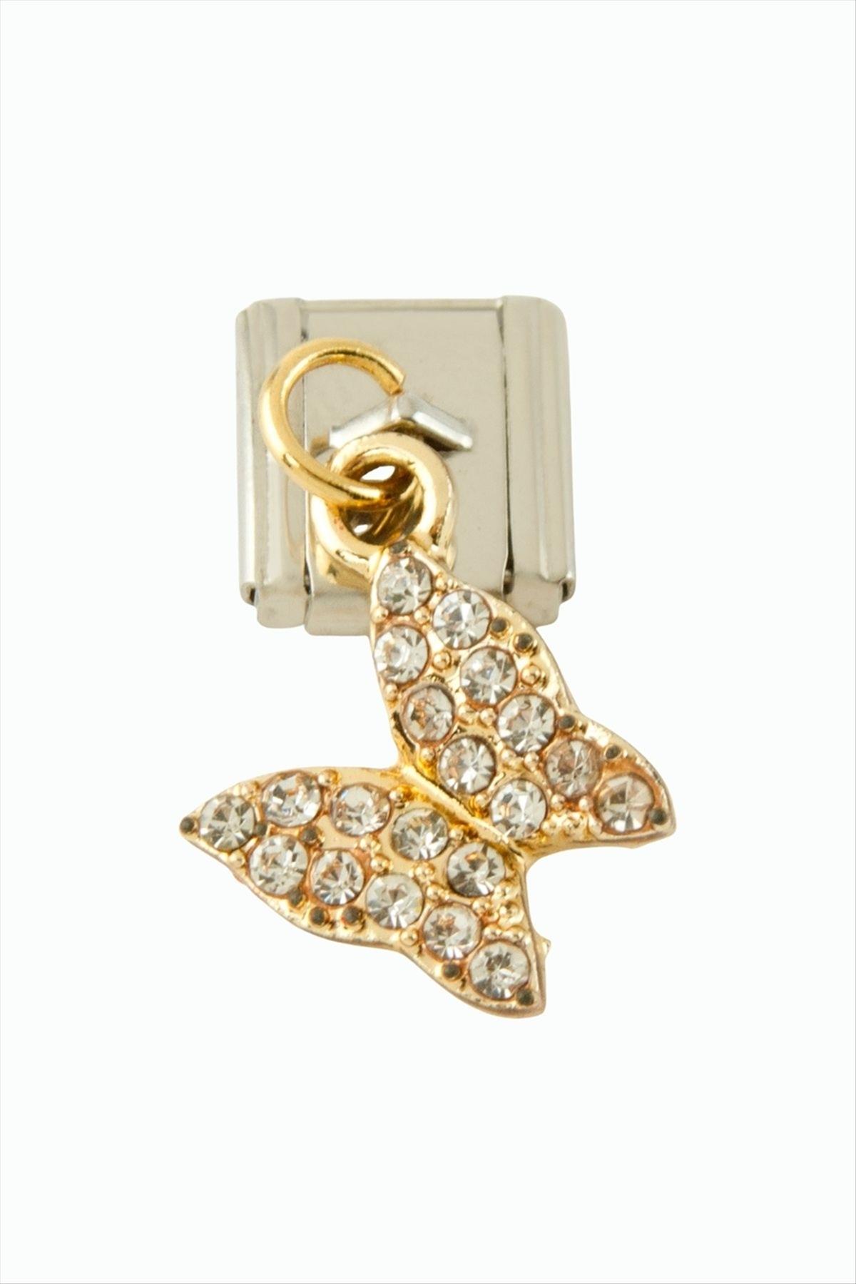 Kelebek Sallatılı Çelik Charm