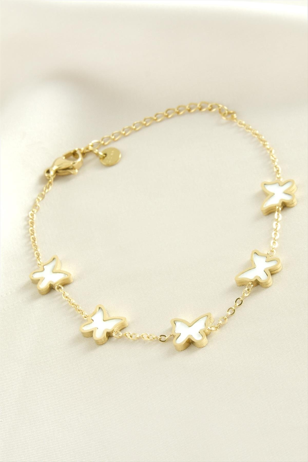 Kelebek Sedef Çelik Bileklik