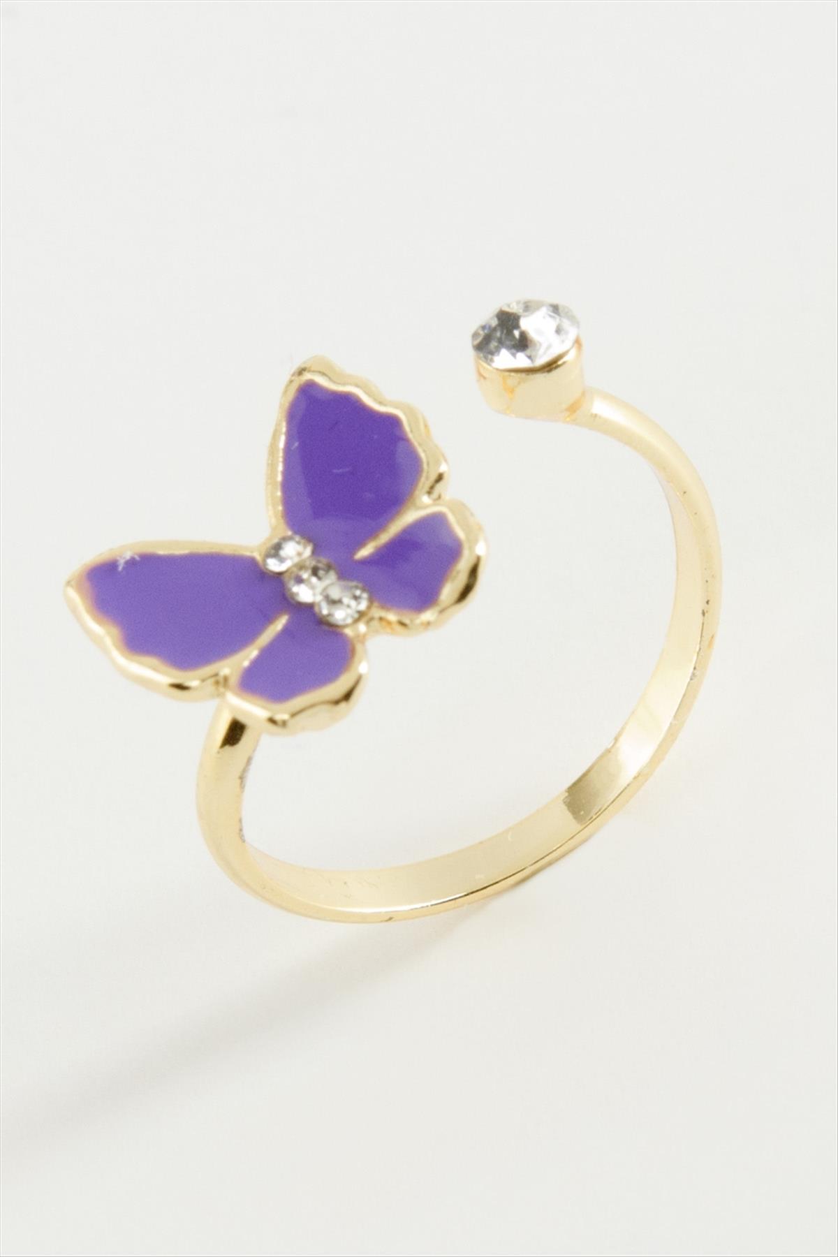 Kelebek Taşlı Mineli Yüzük Küçük