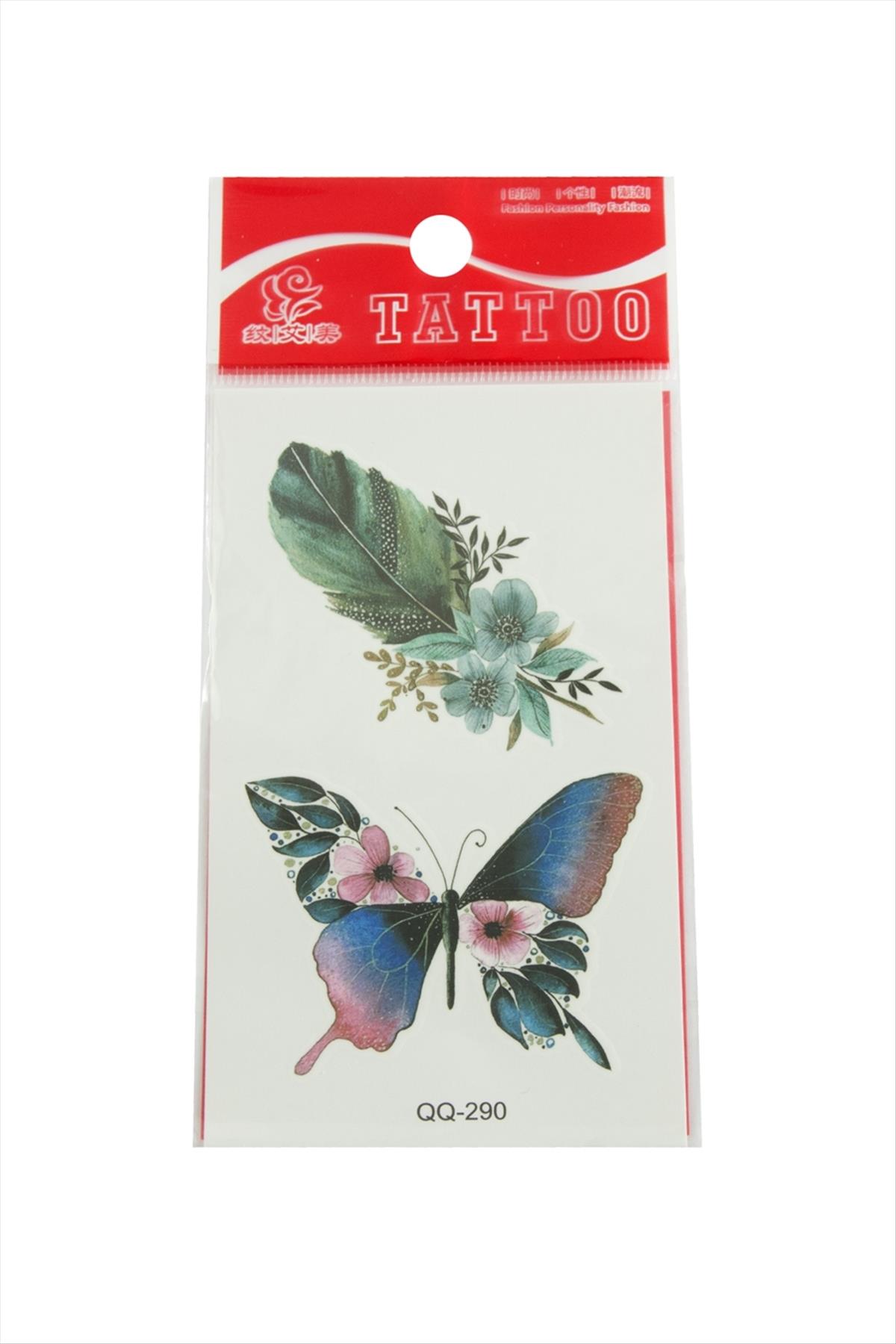 Kelebek Yaprak Tattoo Dövme Sticker