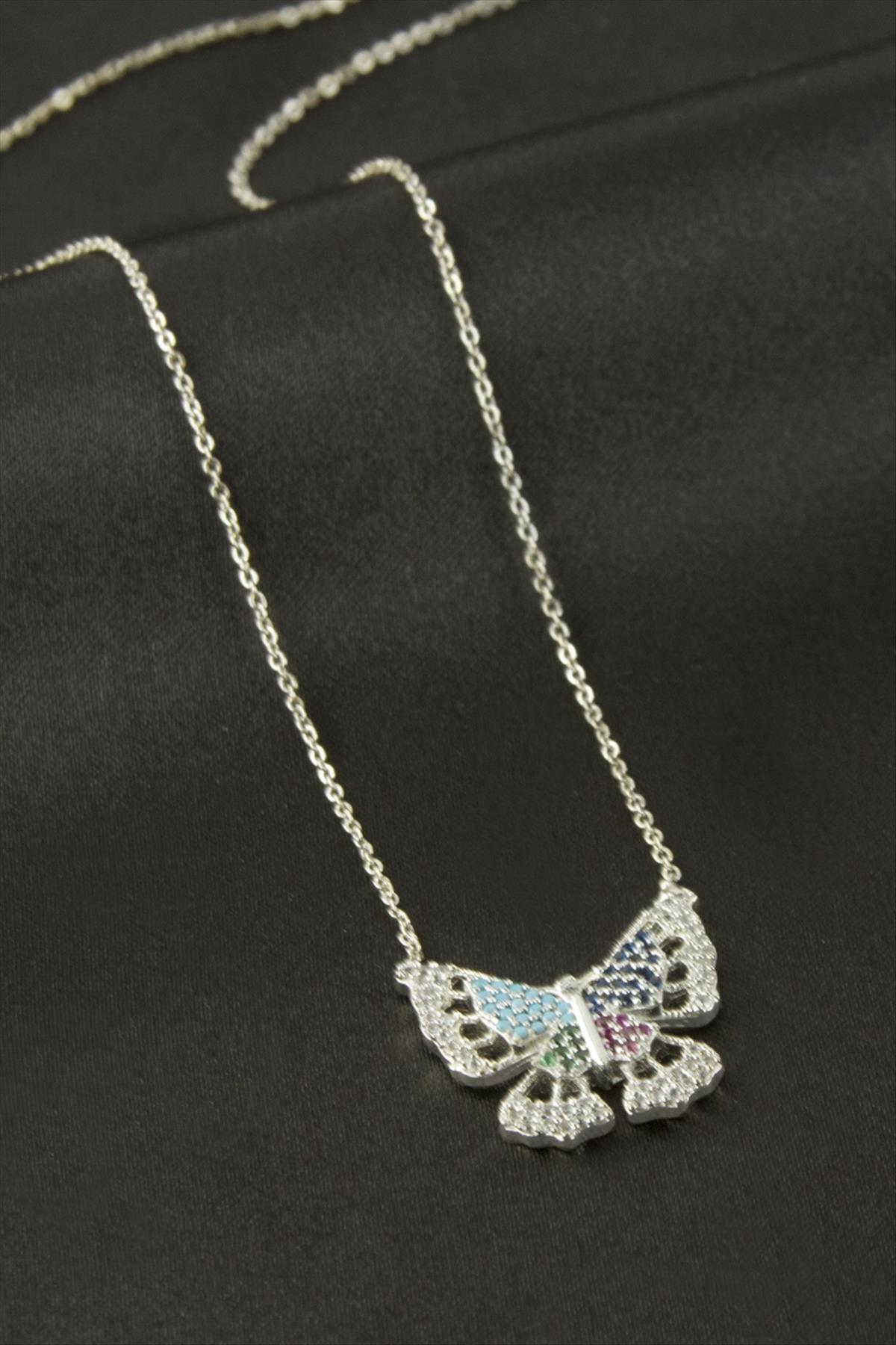 Kelebek Zirkon Taşlı Kolye