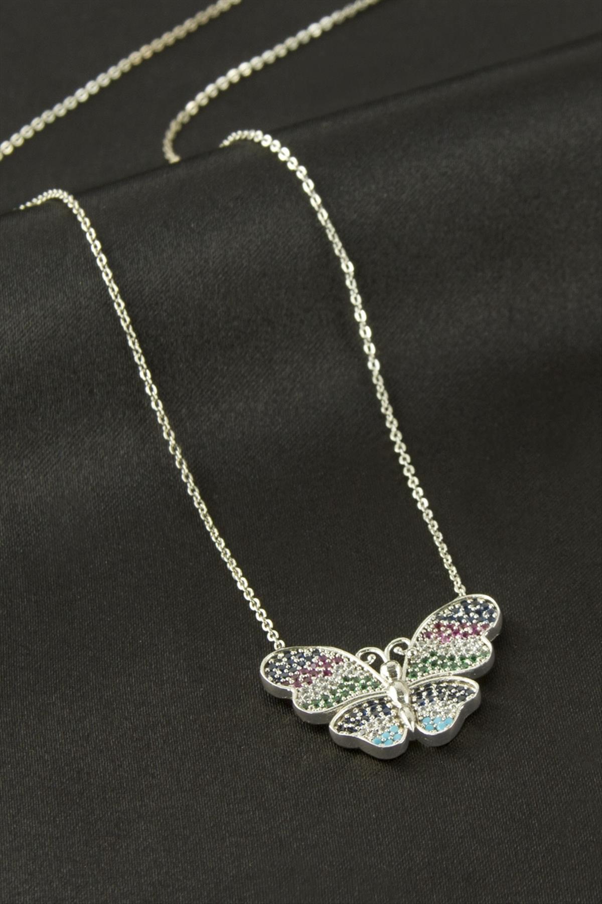 Kelebek Zirkon Taşlı Kolye