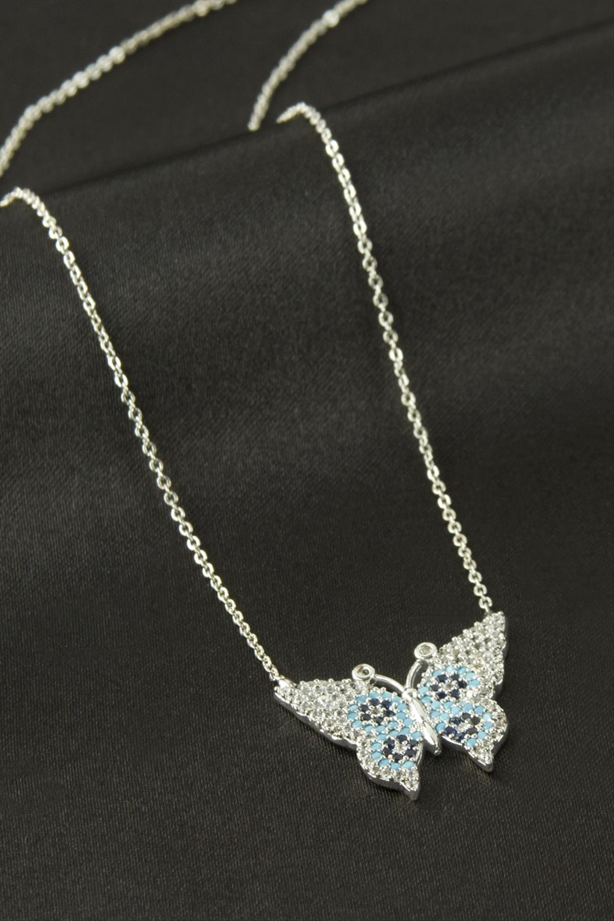 Kelebek Zirkon Taşlı Kolye