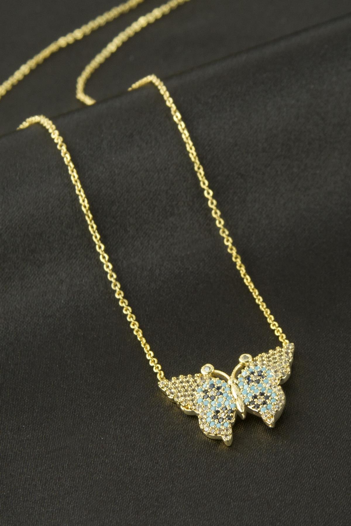 Kelebek Zirkon Taşlı Kolye