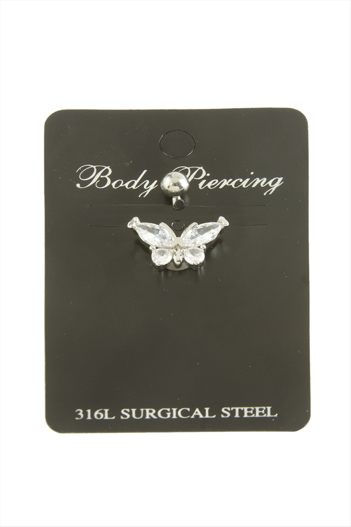 Kelebek Zirkon Taşlı Piercing 1 Adet