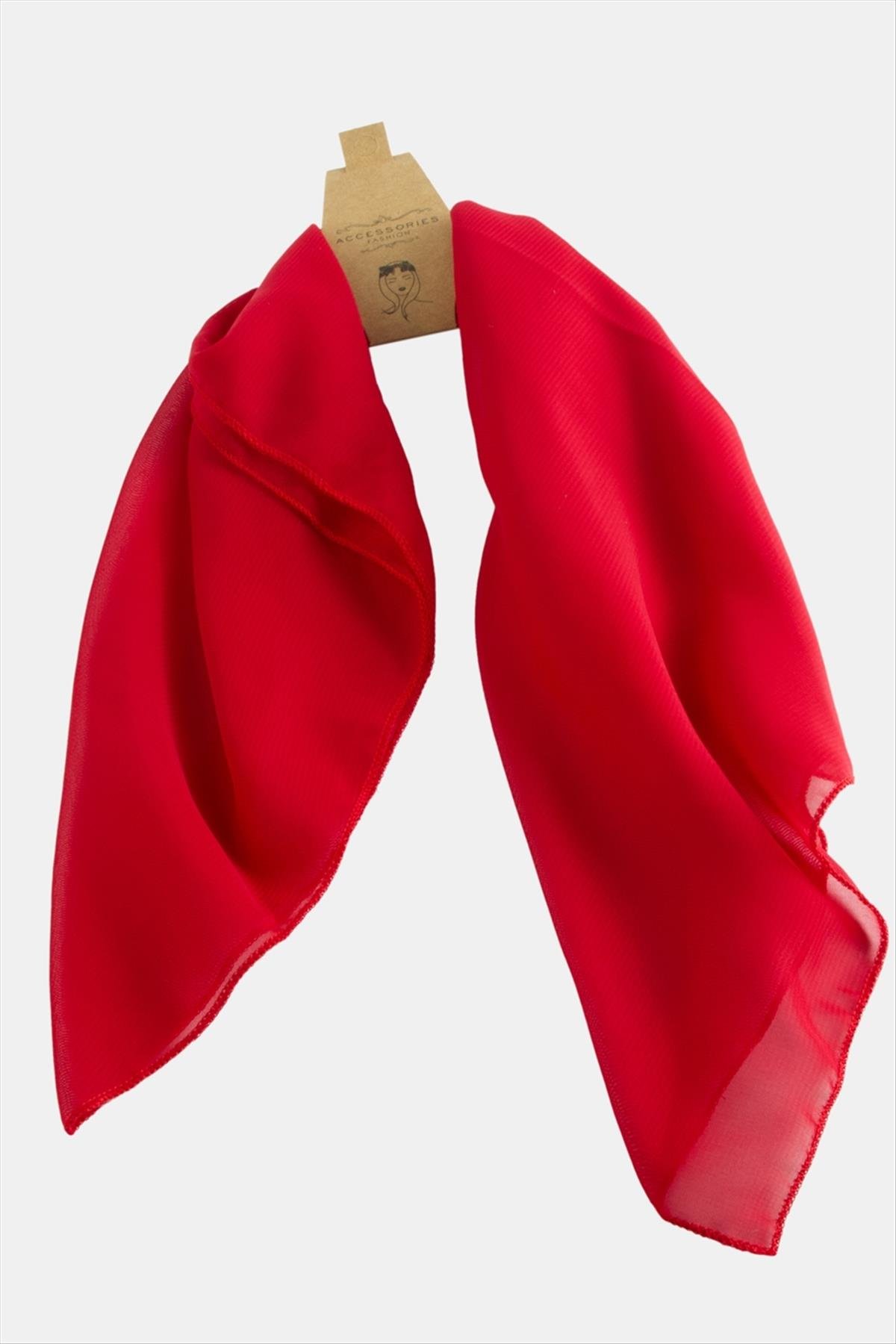 Kırmızı Siyah Şifon Fular 50 cm