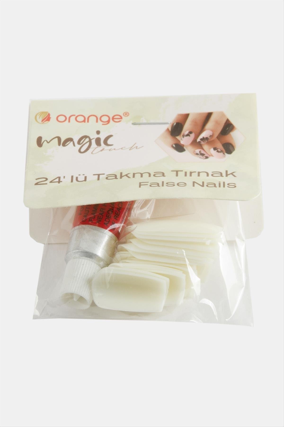 Krem Renkli Kartela Takma Tırnak 24 Adet