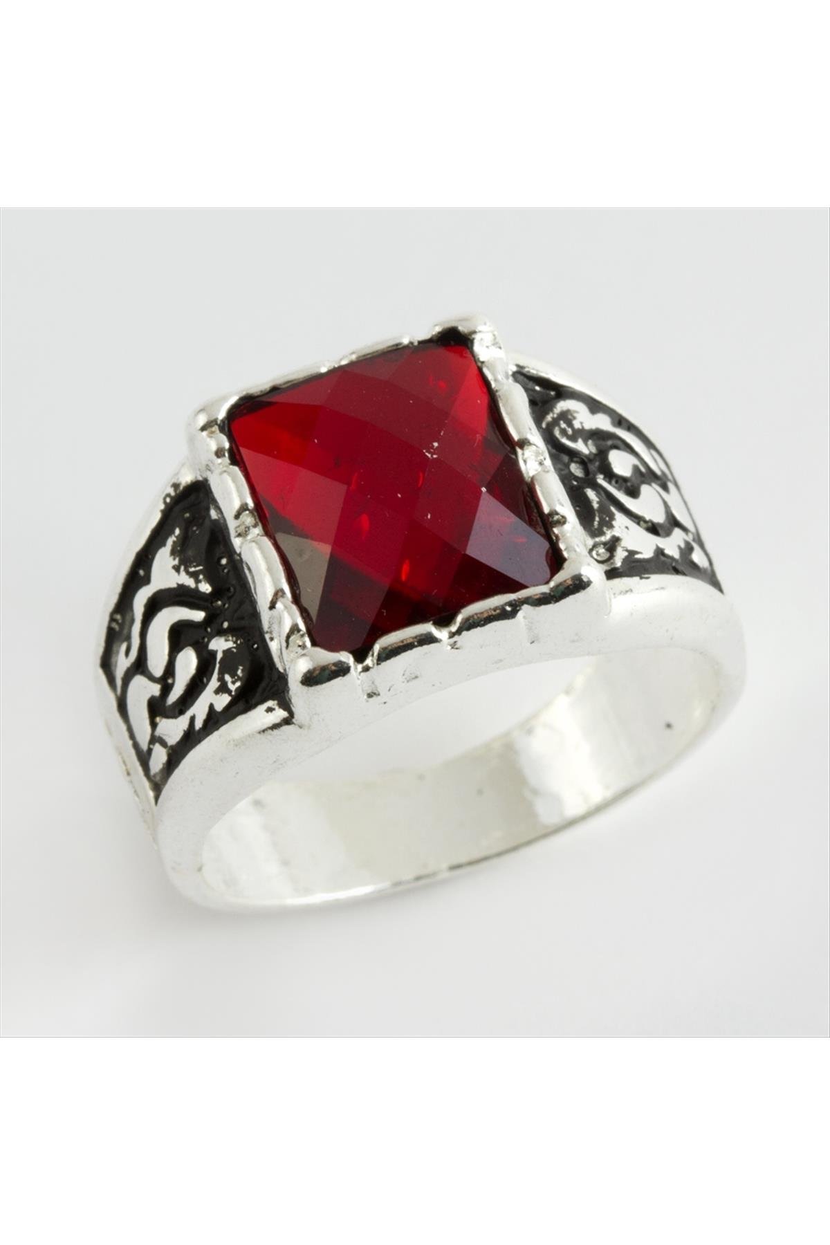 Kristal Taşlı Metal Erkek Yüzük