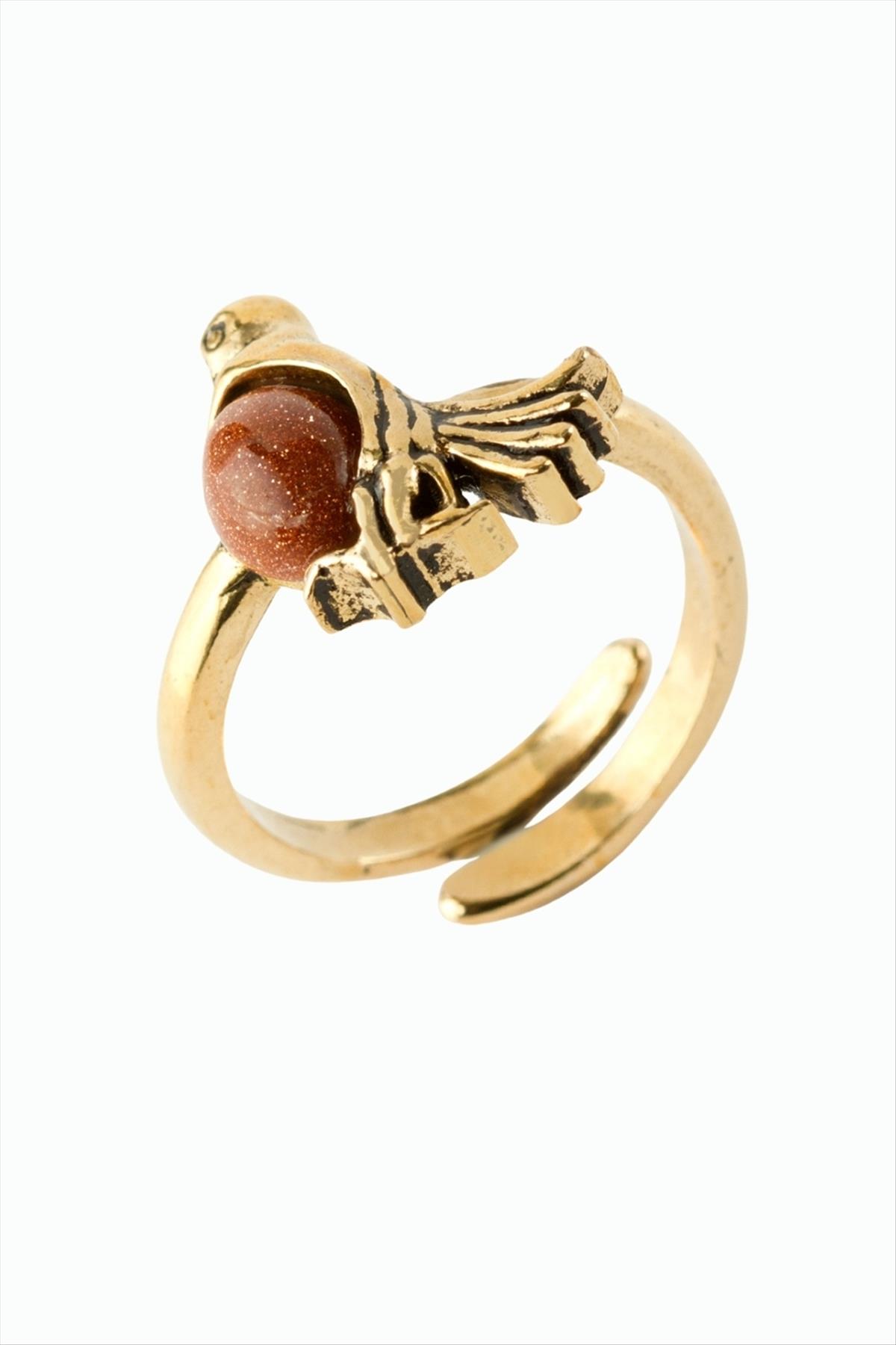Kuş Doğaltaşlı Otantik Yüzük