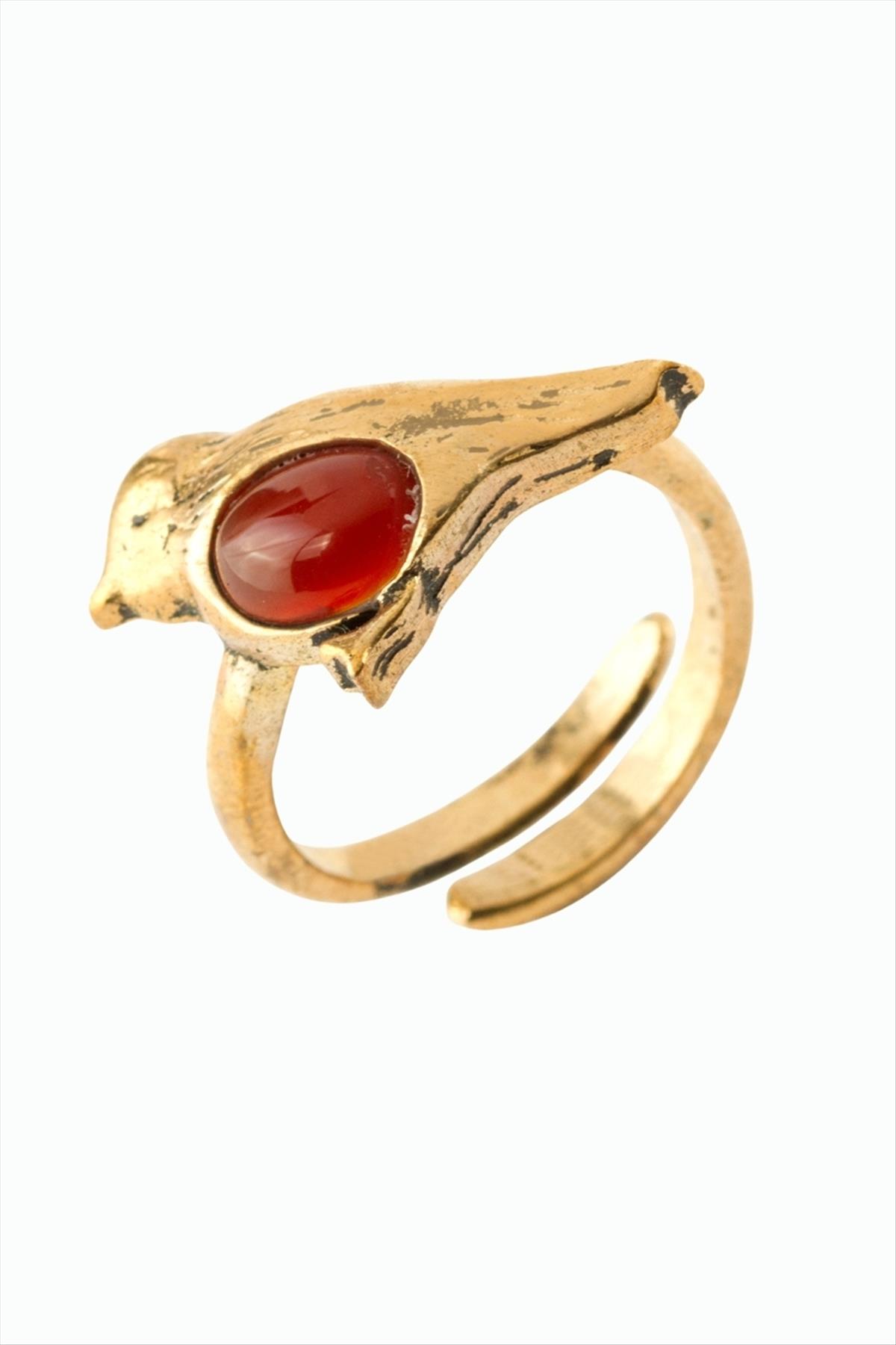 Kuş Doğaltaşlı Otantik Yüzük