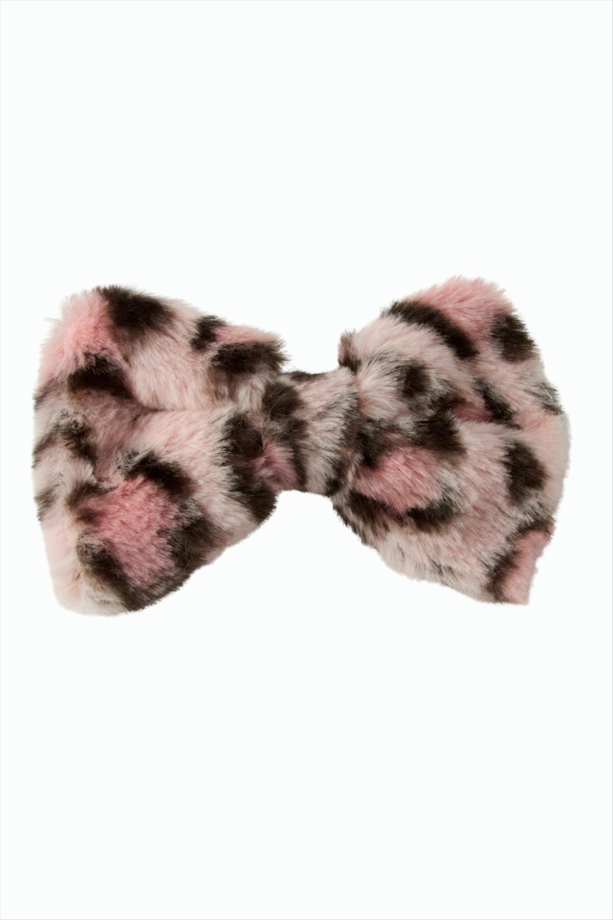 Leopar Desenli Fiyong Tüylü Otomatik Toka 14 cm