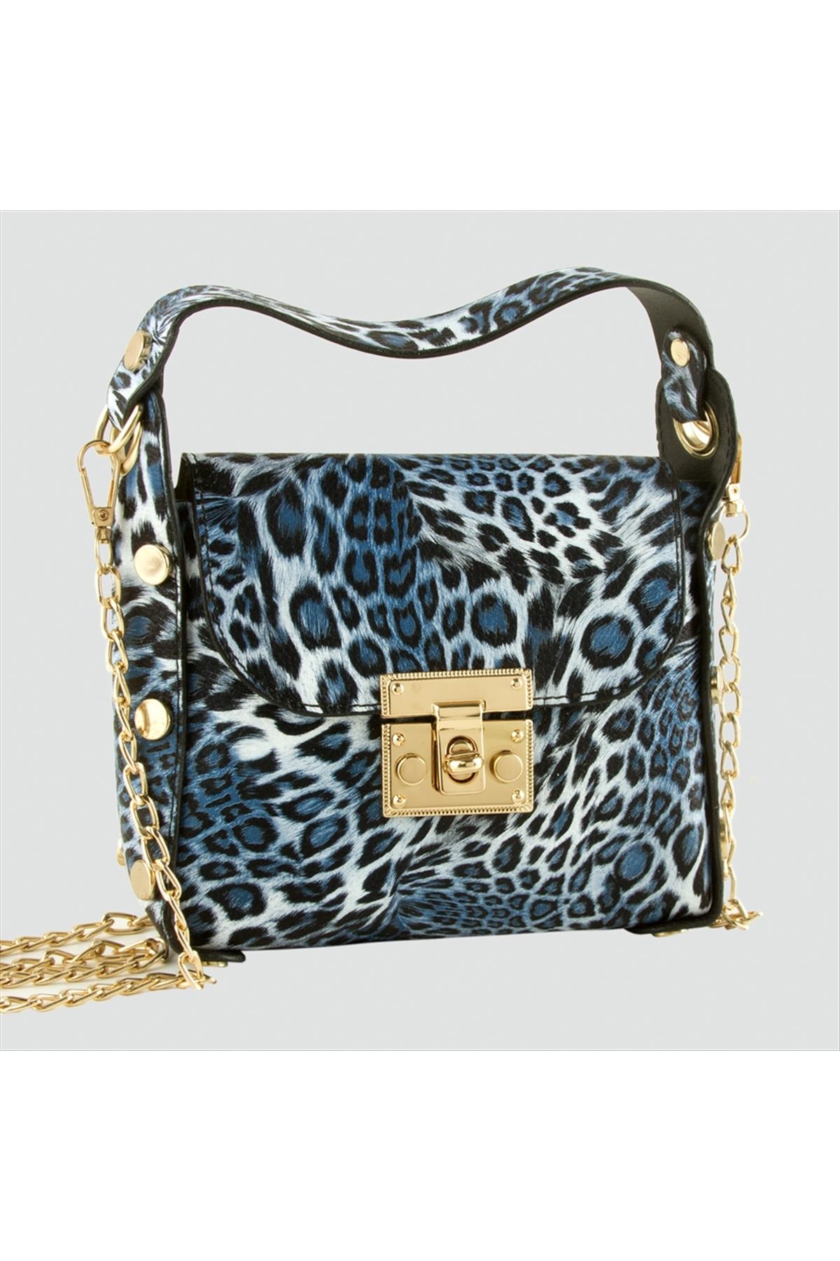 Leopar Desenli Kilitli Yeni Sezon Askılı Kadın Çanta