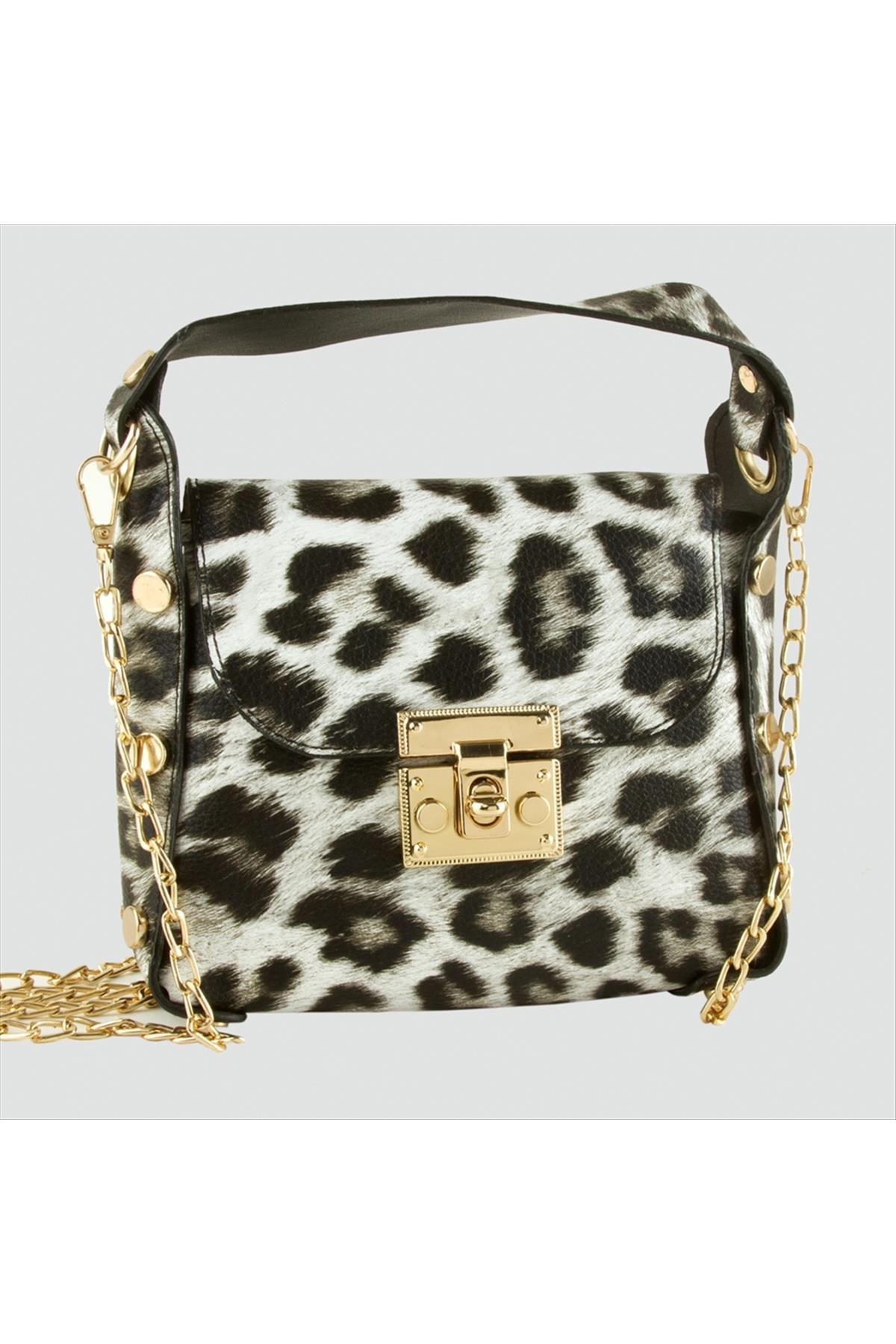 Leopar Desenli Kilitli Yeni Sezon Askılı Kadın Çanta
