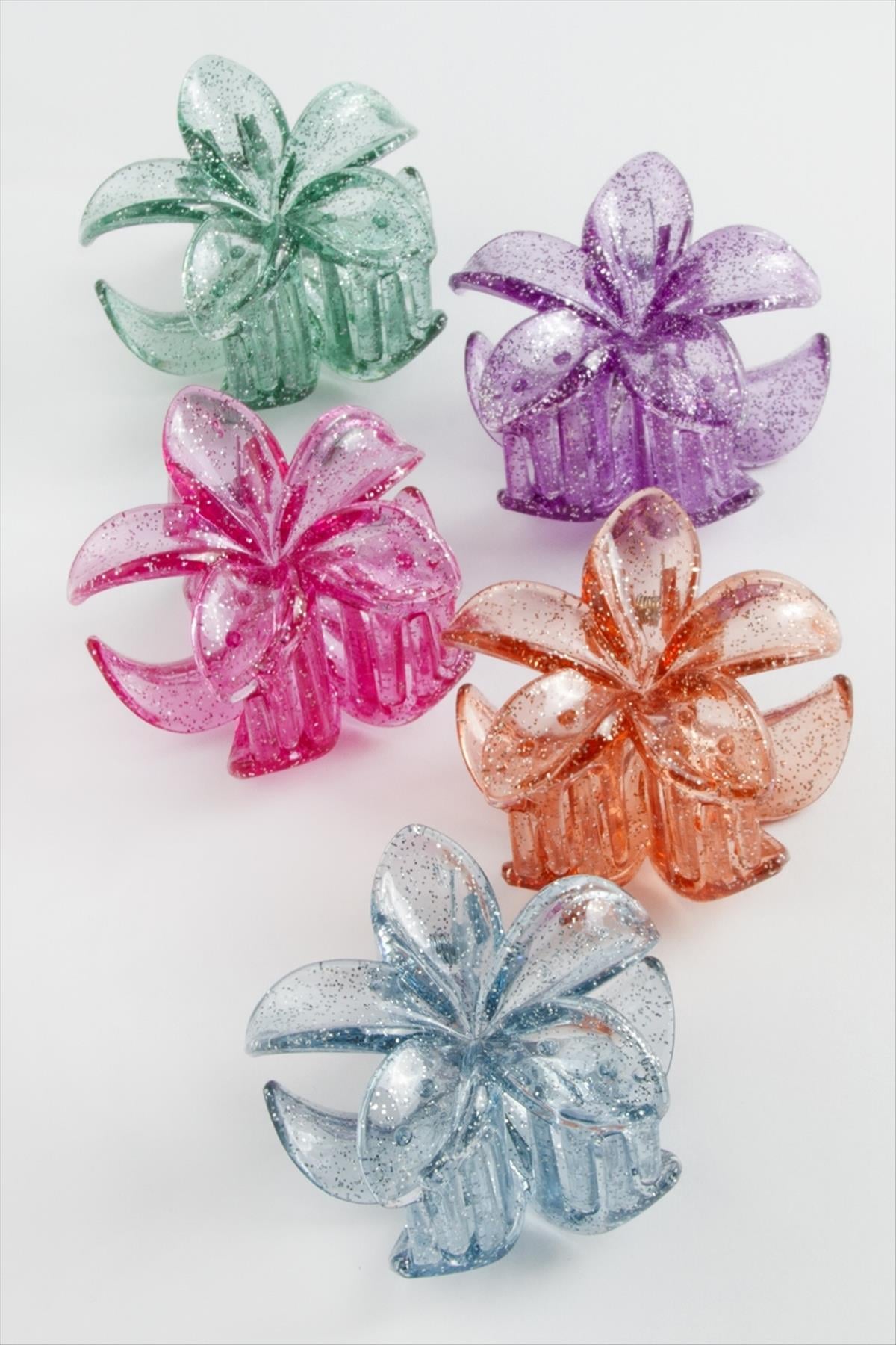 Lotus Simli Şeffaf Renkli Mandal Toka 6 cm