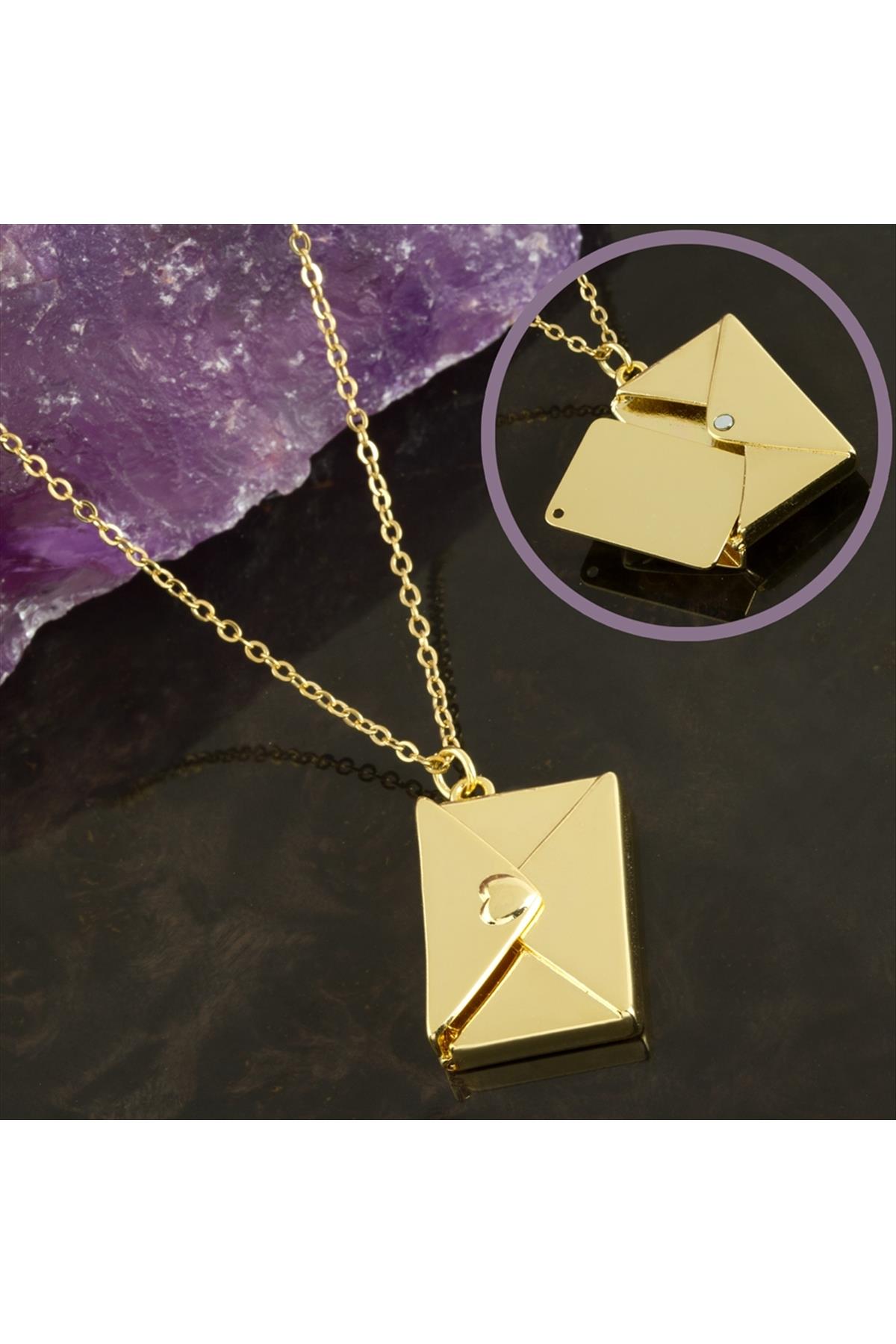 Mektup Kapaklı Çelik Kolye