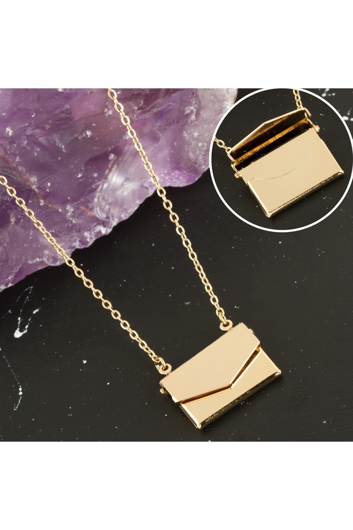 Mektup Kapaklı Çelik Kolye