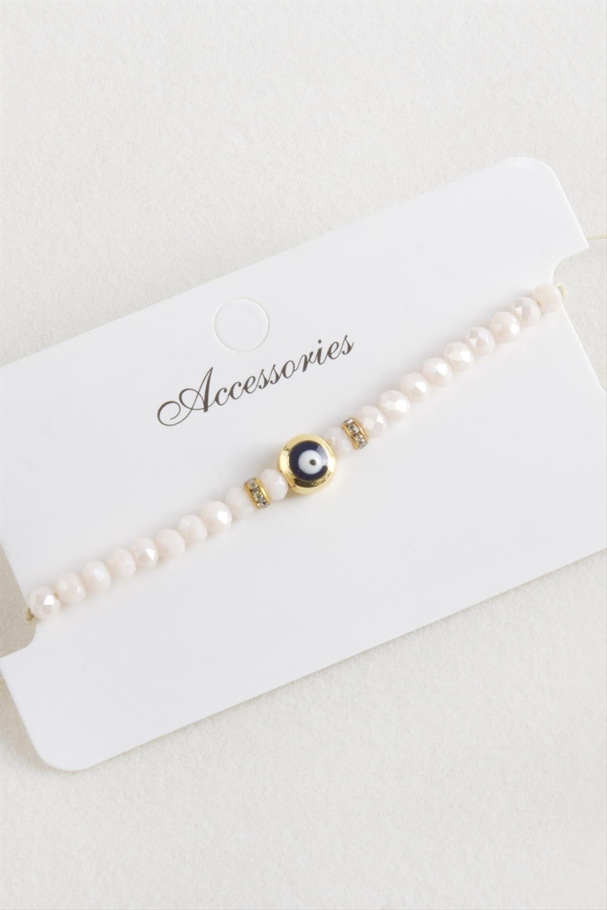 Nazar Kristal Makrome İp Bileklik 6 mm