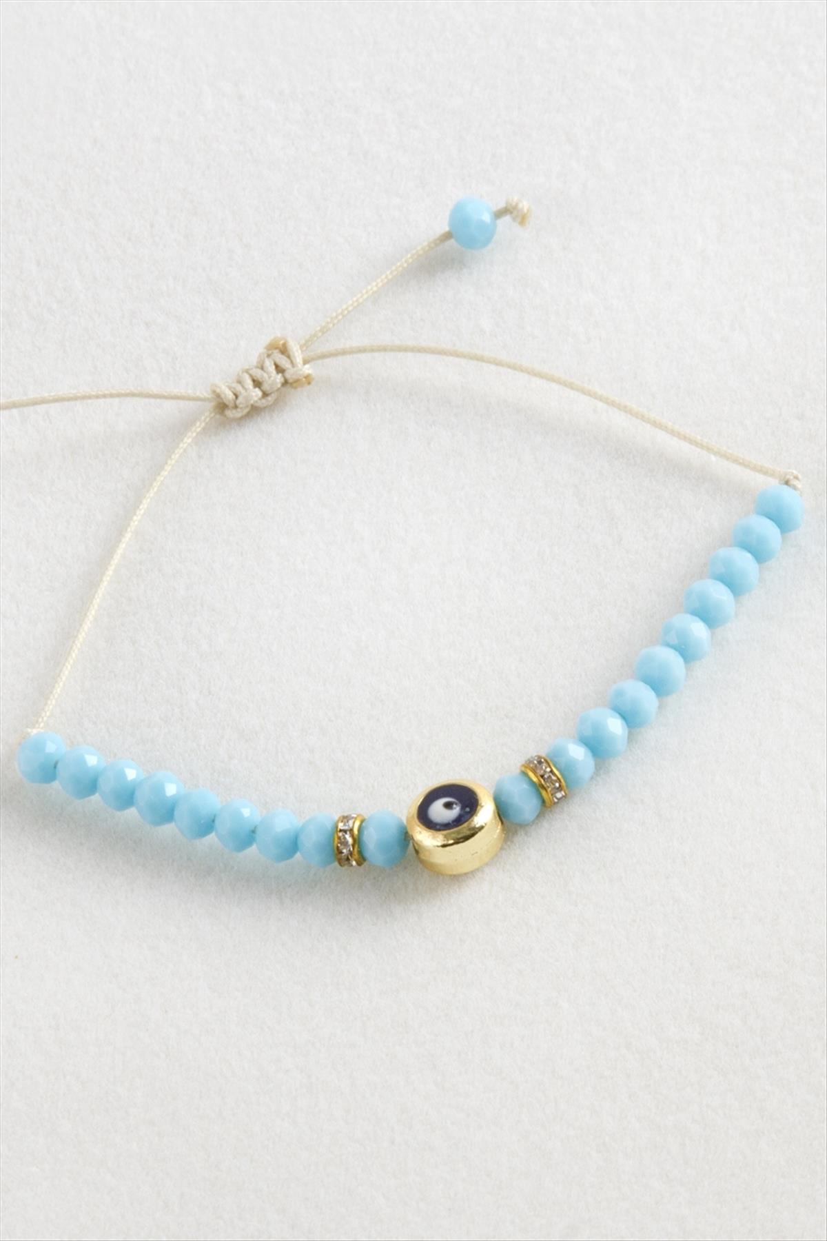 Nazar Kristal Makrome İp Bileklik 6 mm