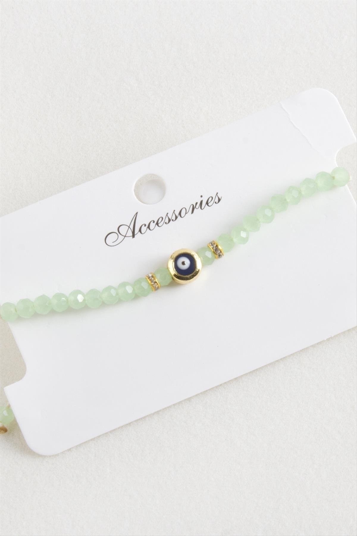 Nazar Kristal Makrome İp Bileklik 6 mm