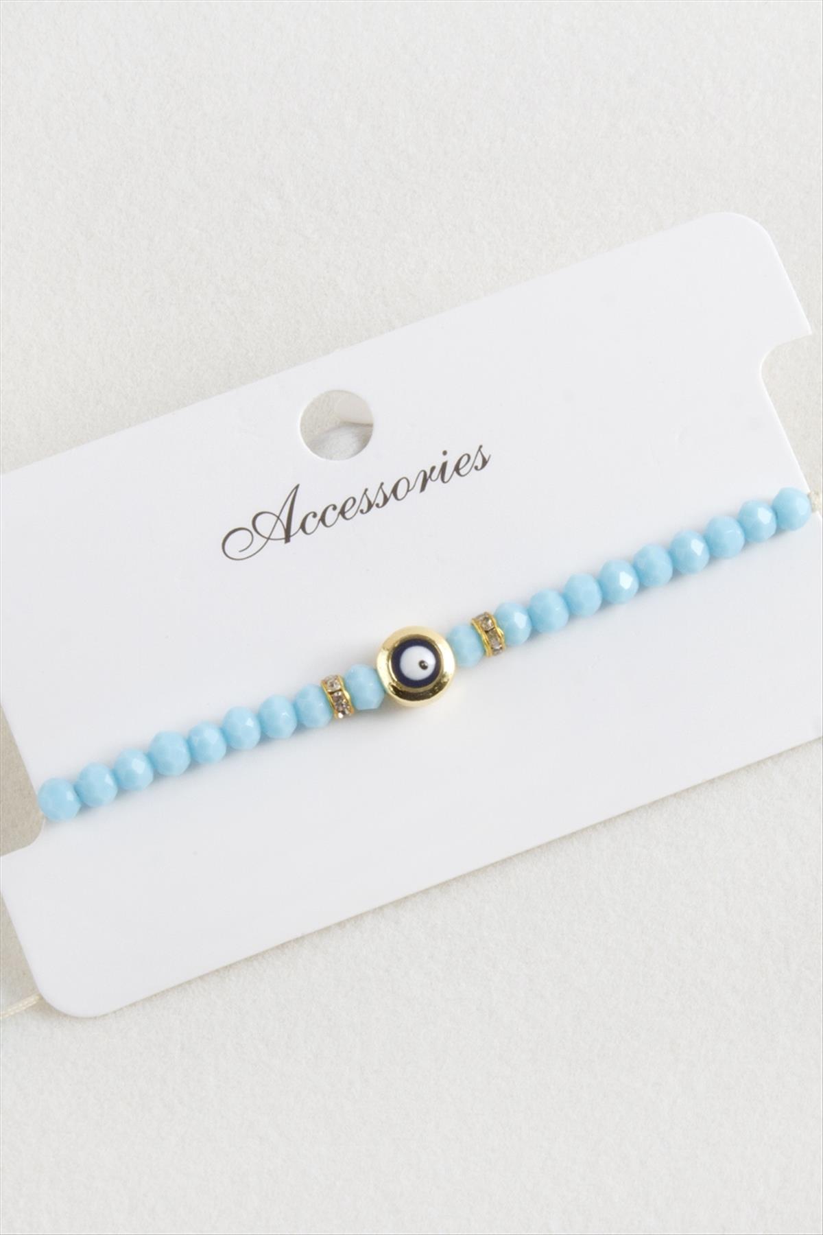 Nazar Kristal Makrome İp Bileklik 6 mm