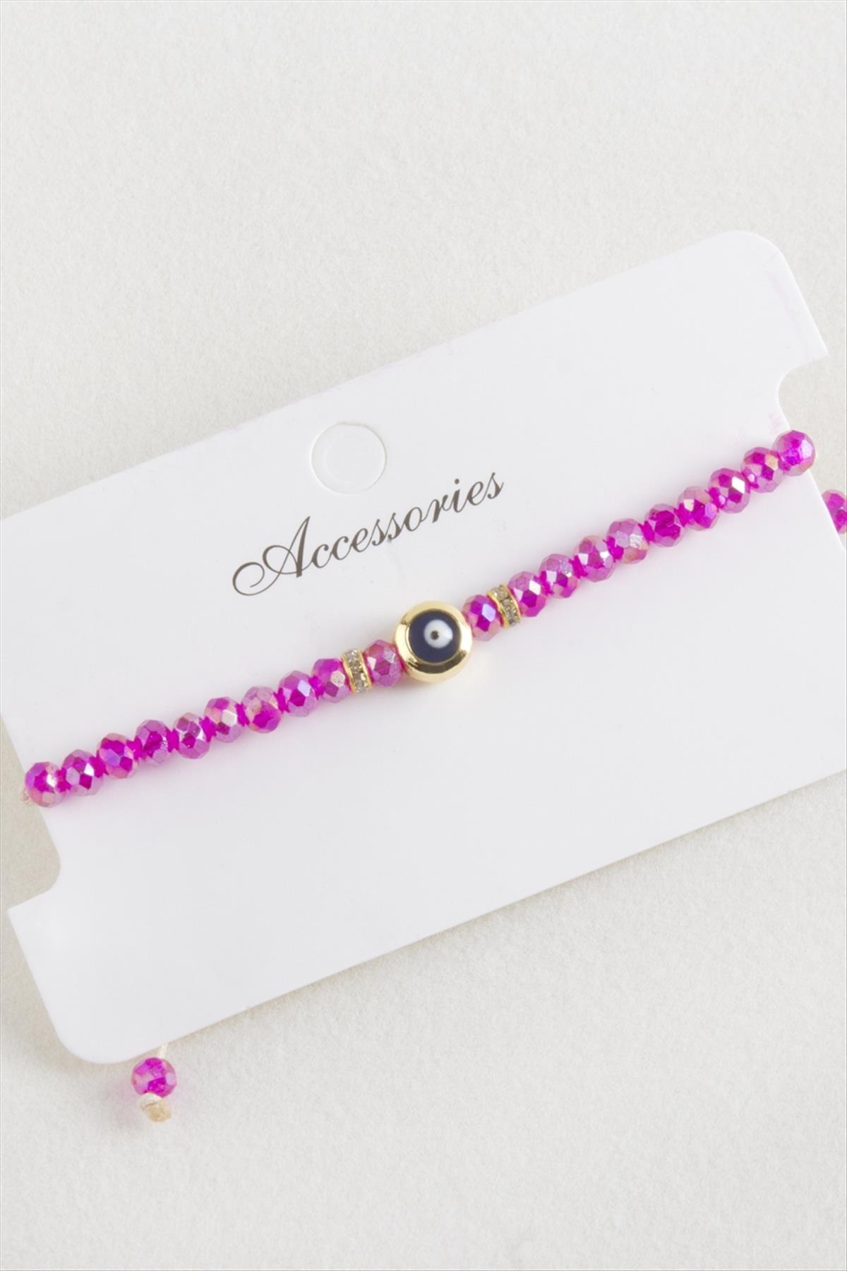 Nazar Kristal Makrome İp Bileklik 6 mm