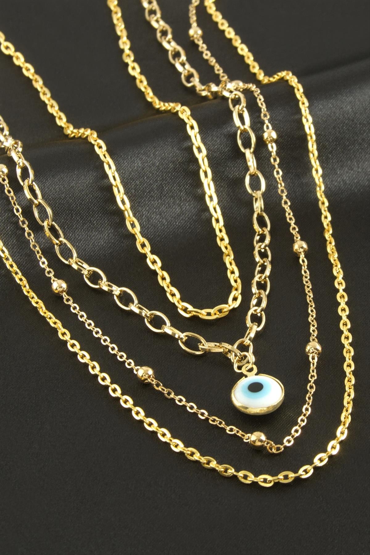 Nazar Mineli Dörtlü Kolye