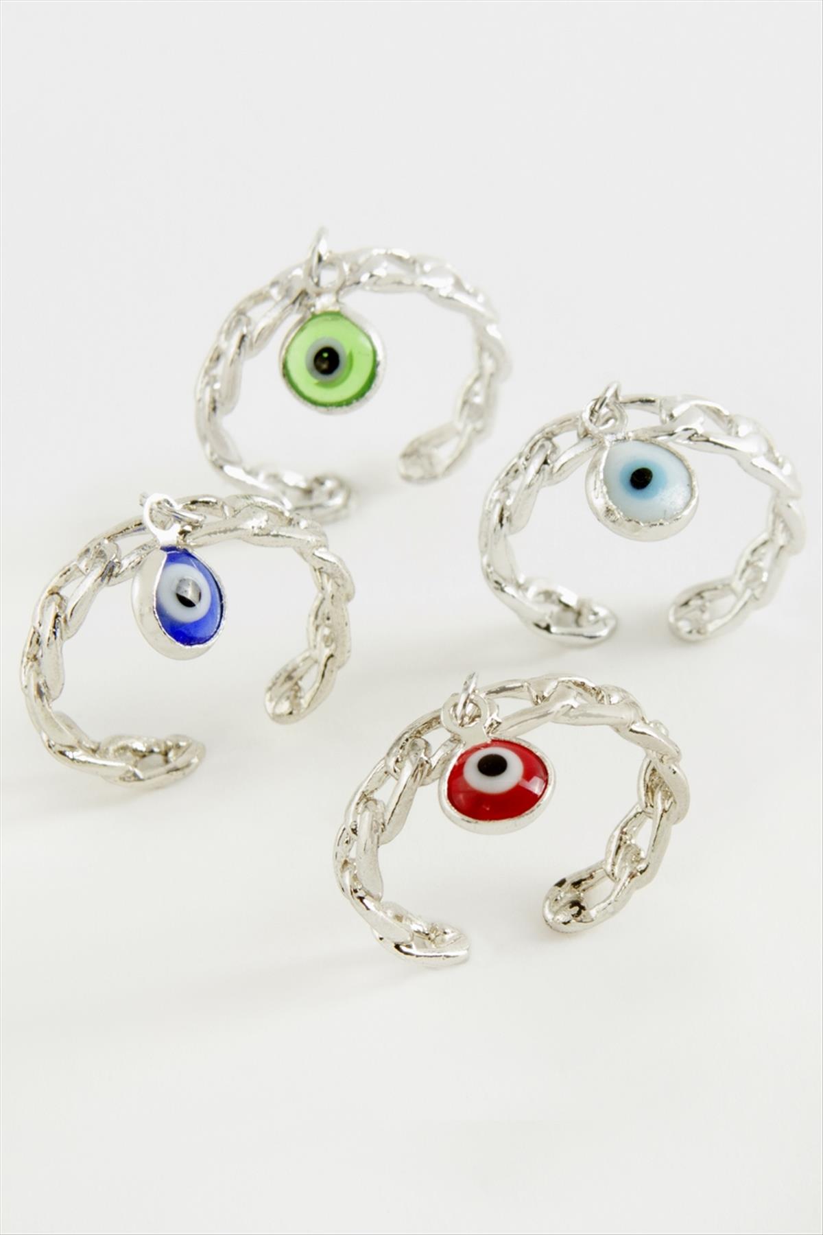 Nazar Zincir Şekilli Metal Yüzük