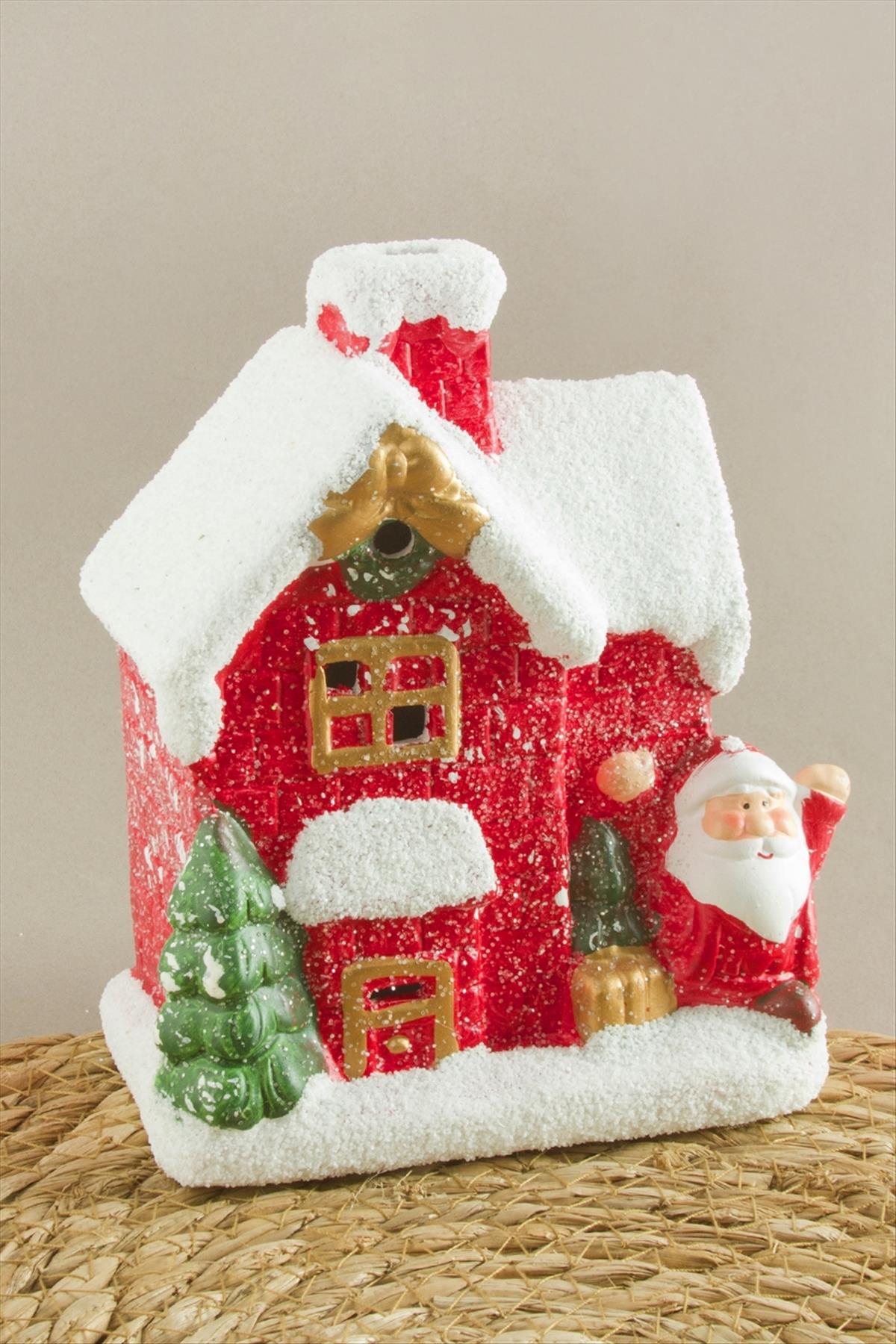 Noel Baba Işıklı Ev Yılbaşı Biblo