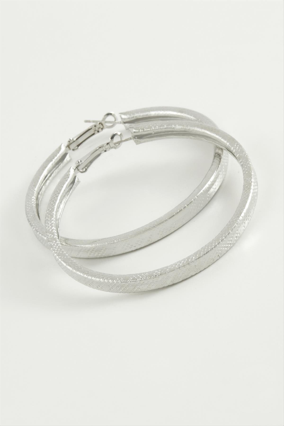 Noktalı Kare Halka Küpe 4 cm