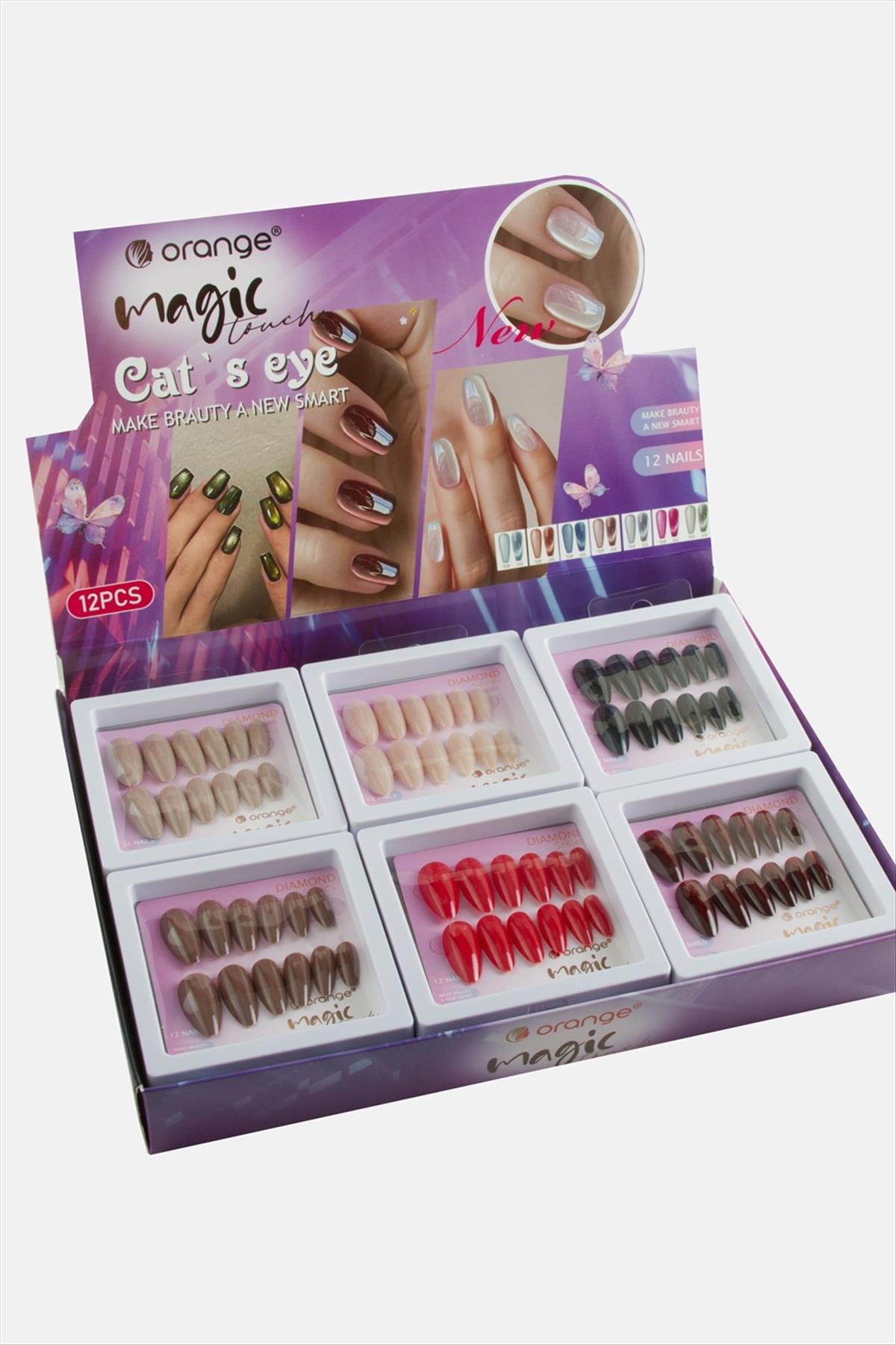 Orange Kedi Gözlü Takma Tırnak