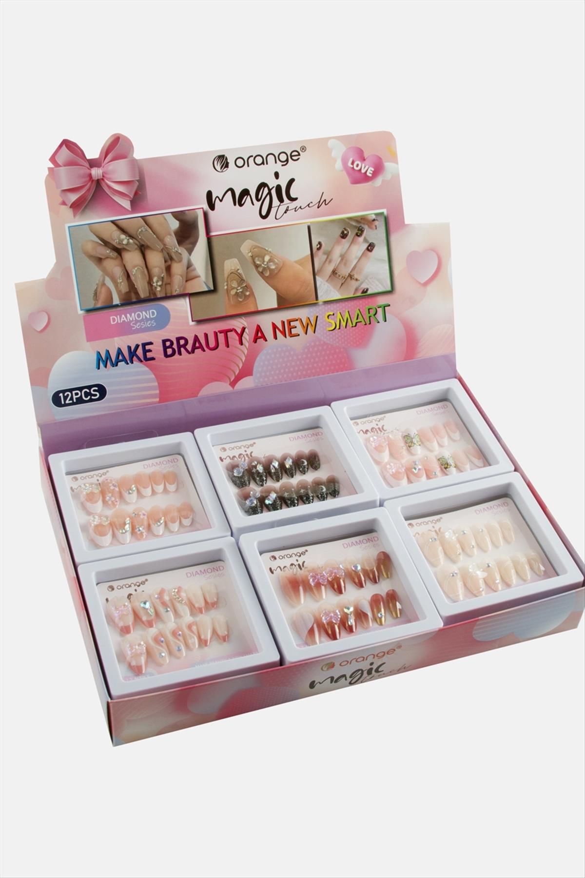 Orange Taşlı Takma Tırnak