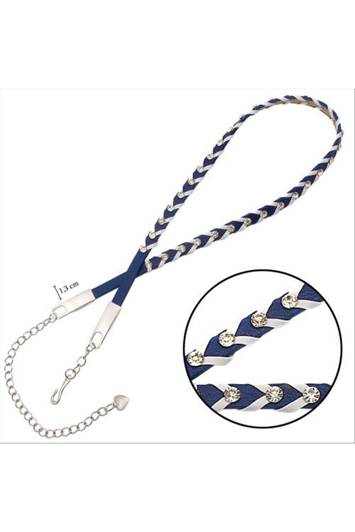 Örgülü Deri Taşlı Kemer