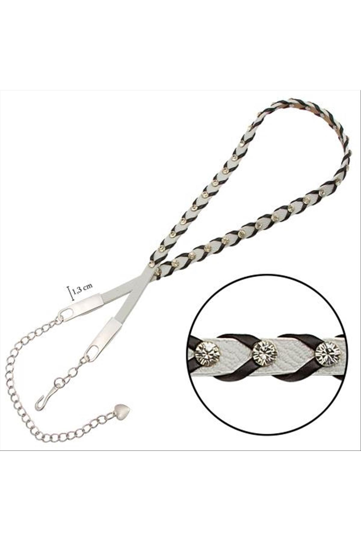 Örgülü Deri Taşlı Kemer