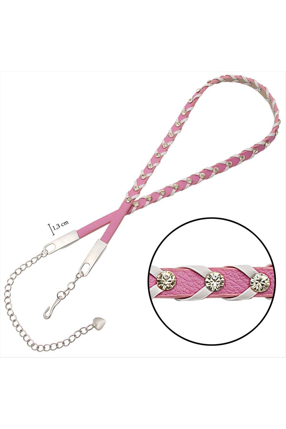 Örgülü Deri Taşlı Kemer