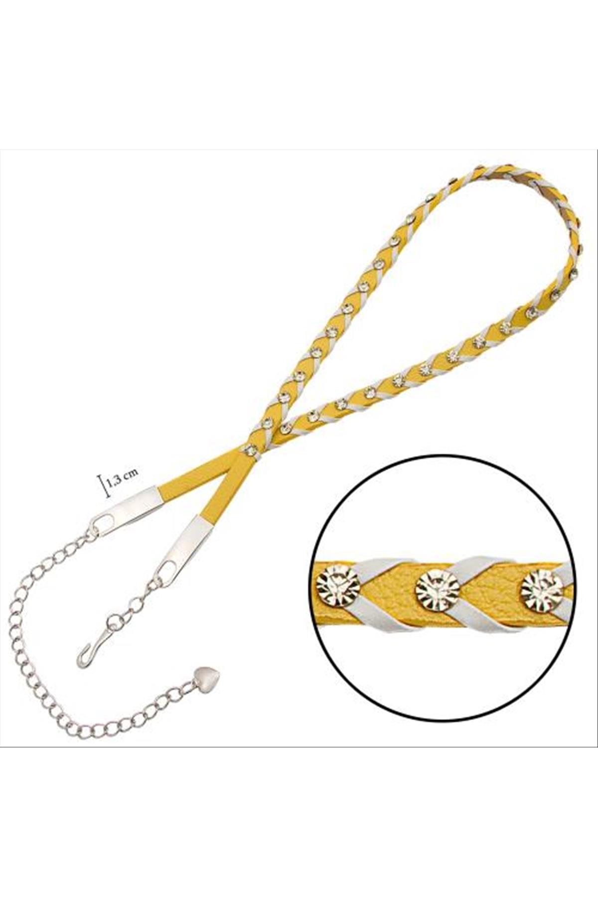 Örgülü Deri Taşlı Kemer