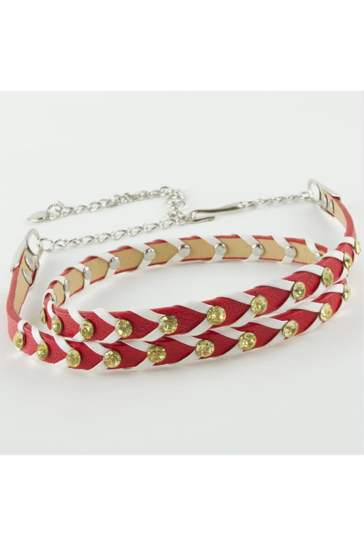 Örgülü Deri Taşlı Kemer