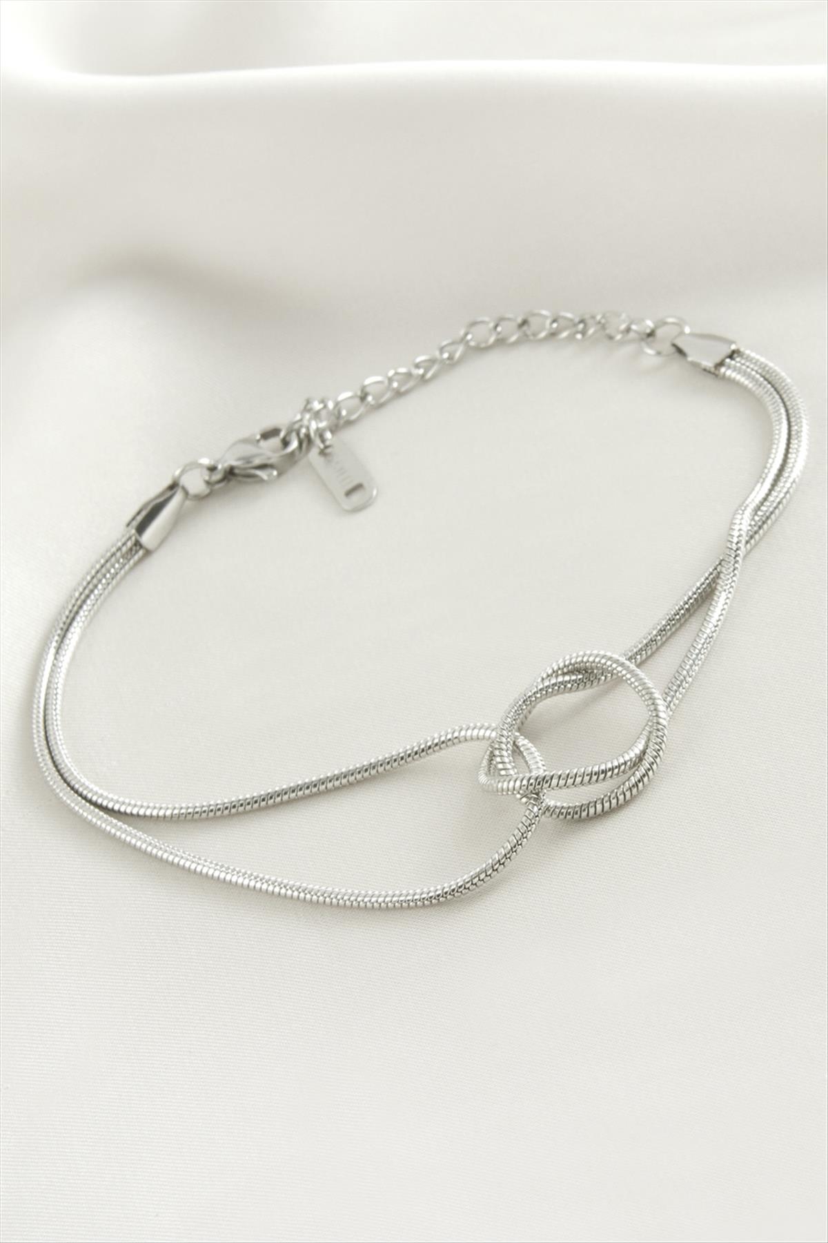 Örgülü Silindir Zincirli Çelik Bileklik