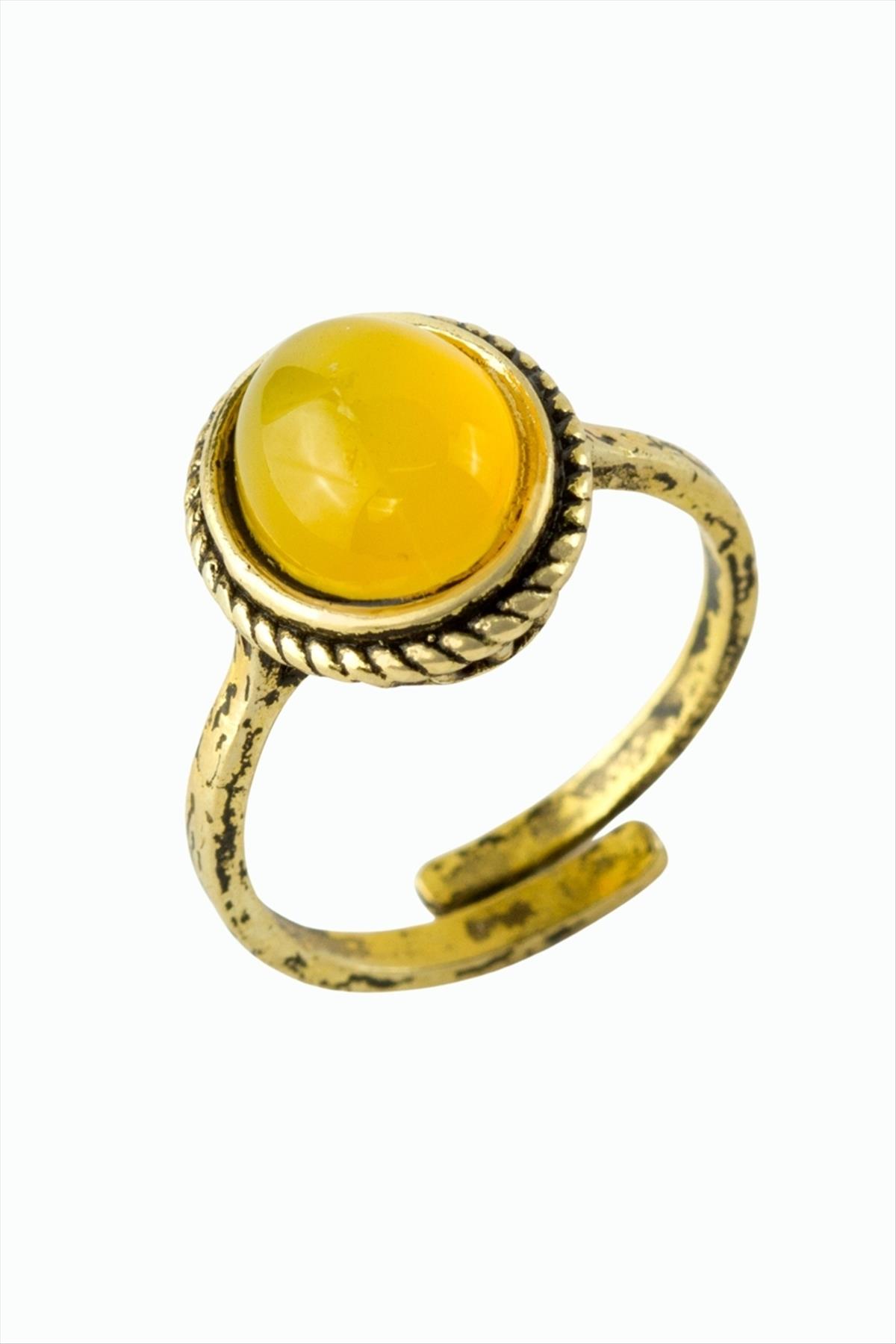 Oval Doğaltaşlı Otantik Yüzük