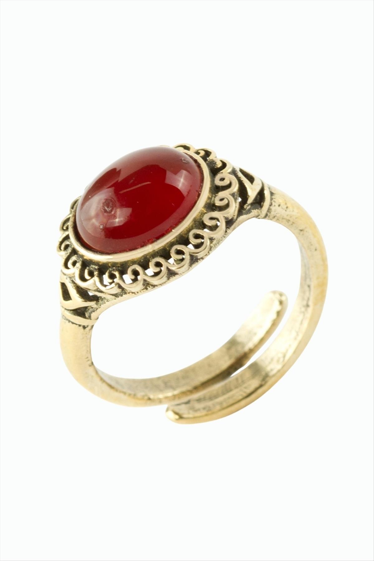 Oval Doğaltaşlı Otantik Yüzük