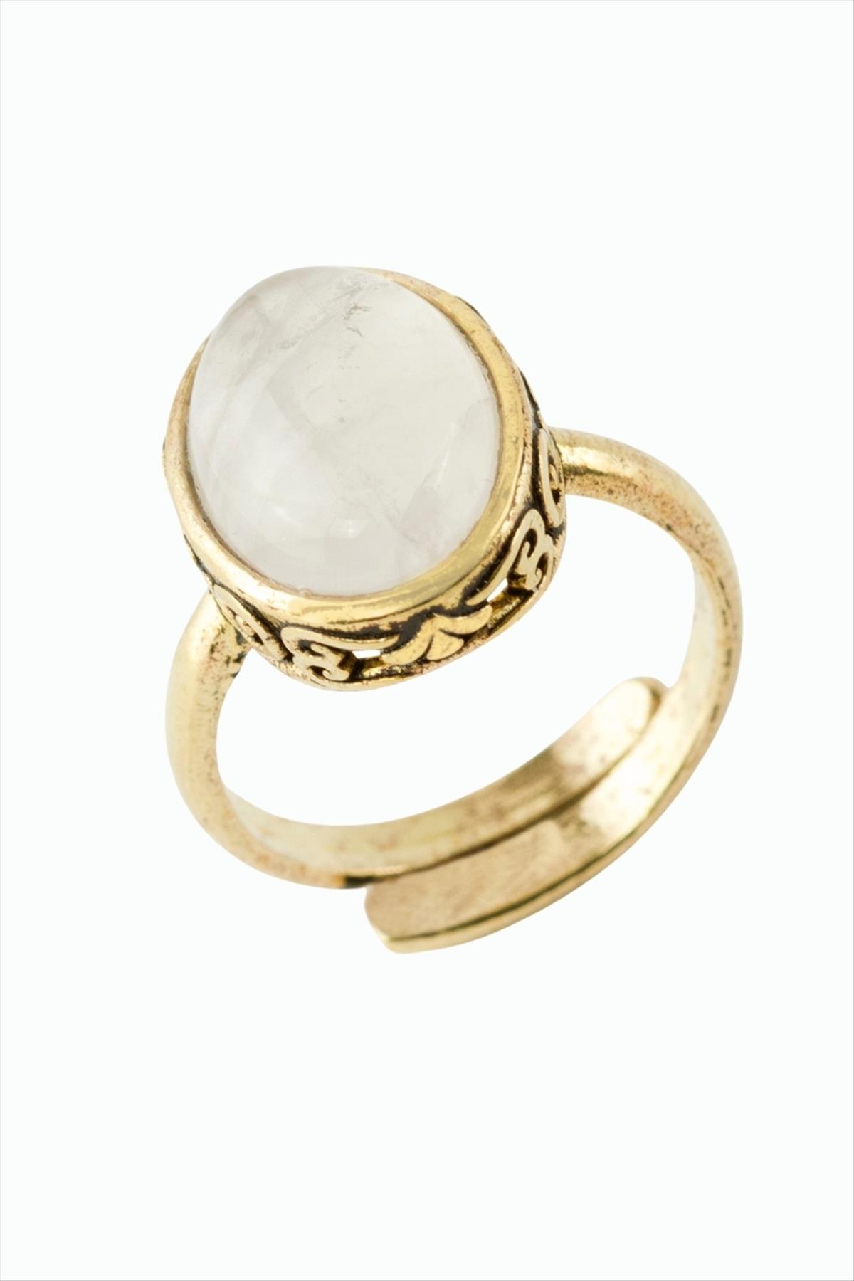 Oval Doğaltaşlı Otantik Yüzük