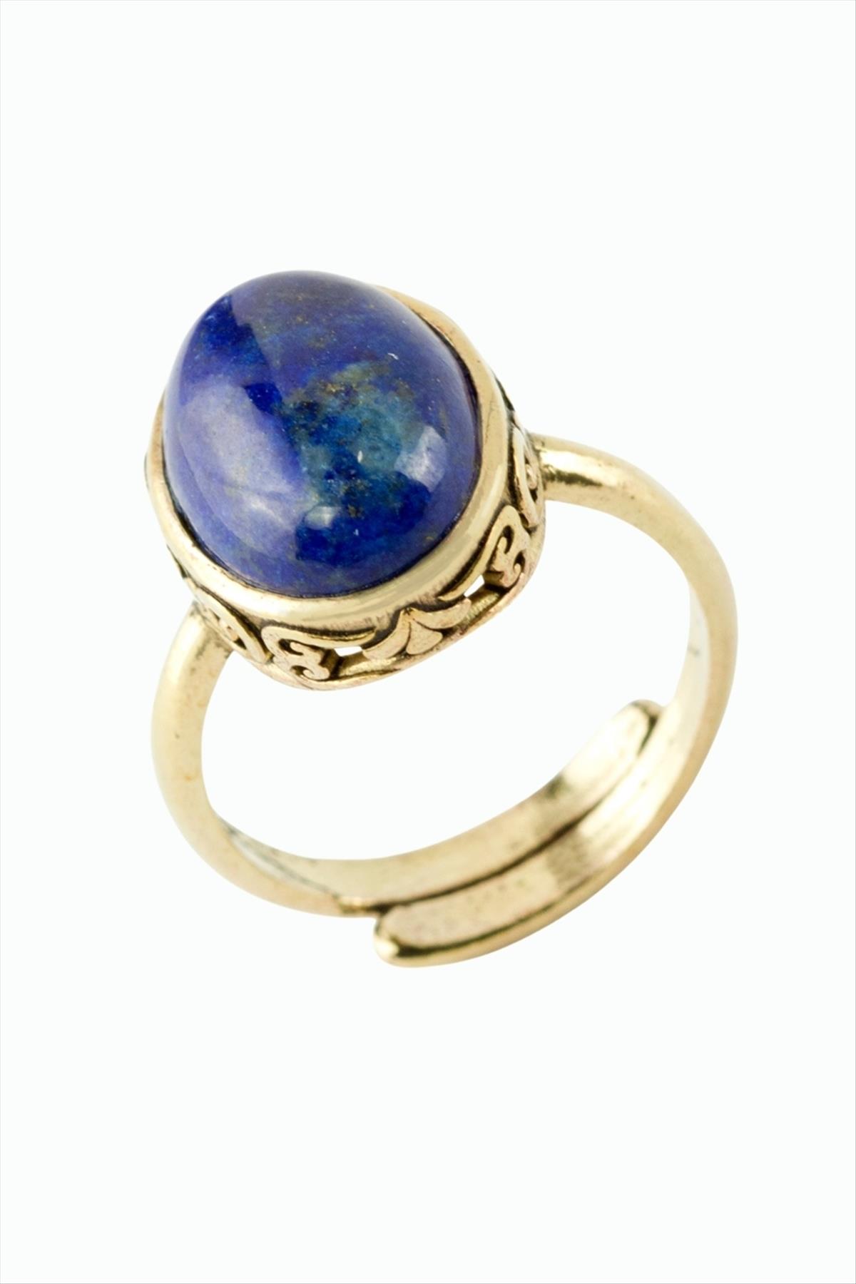 Oval Doğaltaşlı Otantik Yüzük