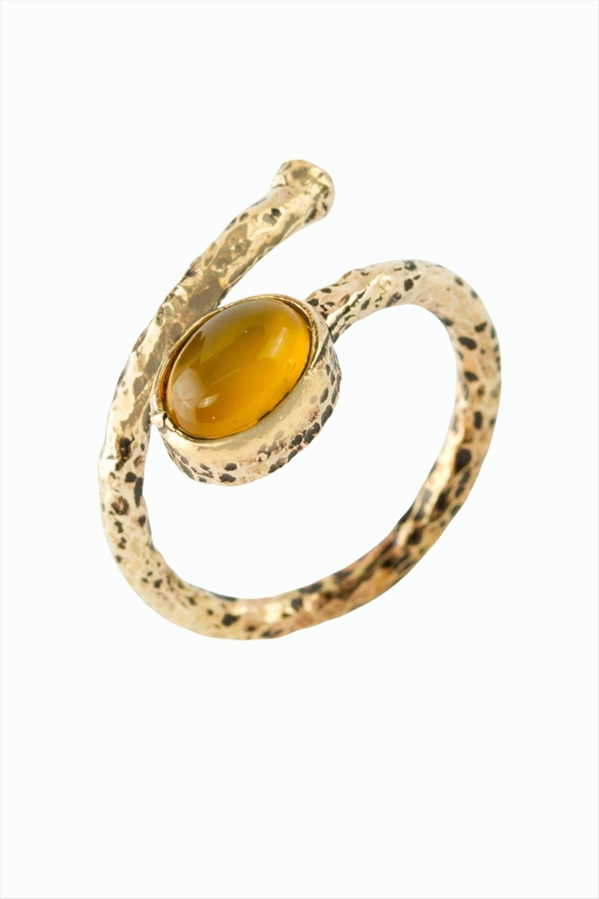 Oval Doğaltaşlı Otantik Yüzük