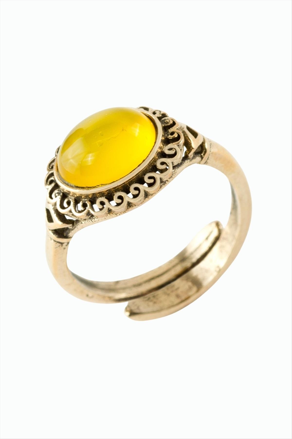 Oval Doğaltaşlı Otantik Yüzük